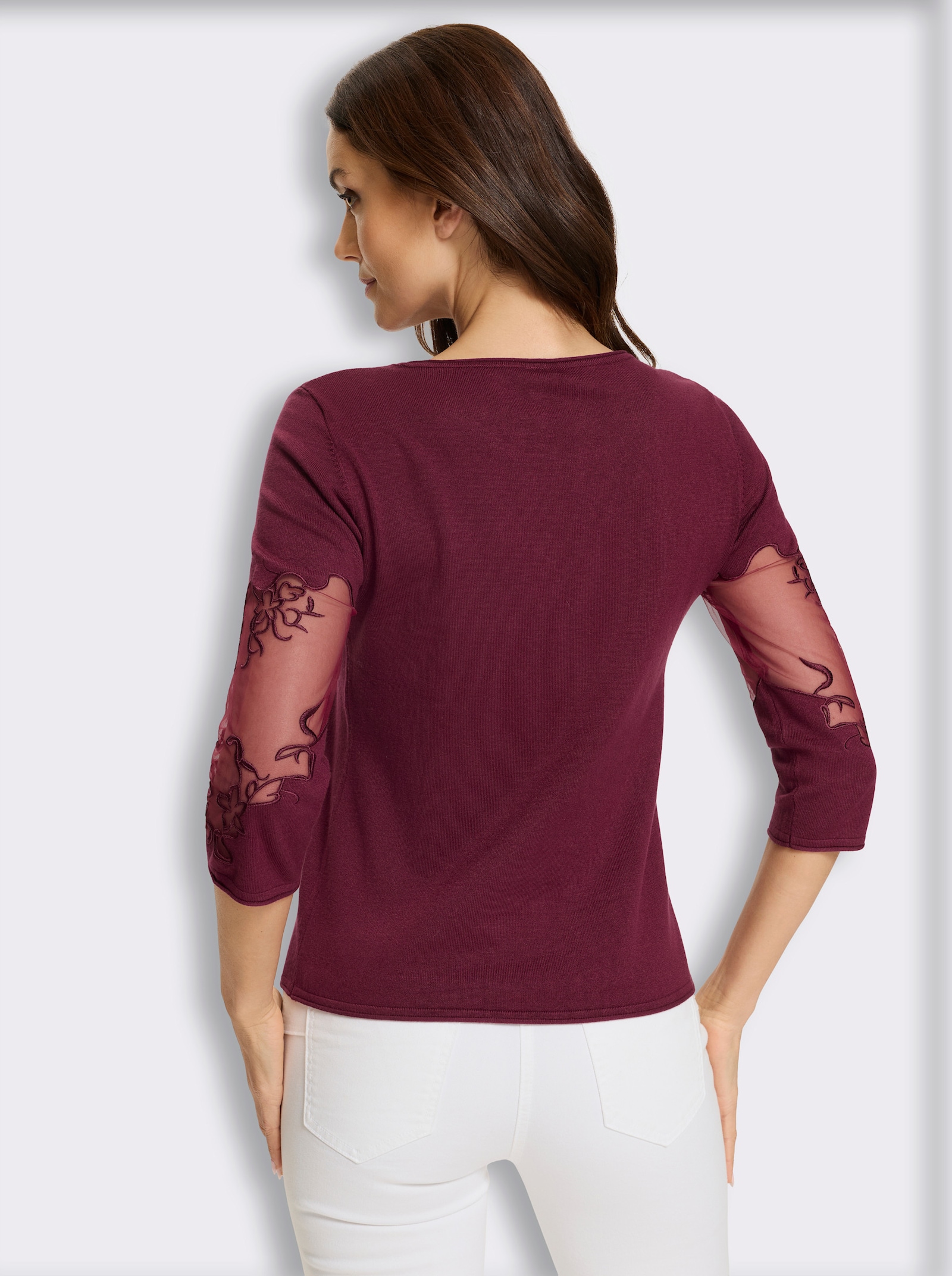 heine Pullover met ronde hals - bordeaux
