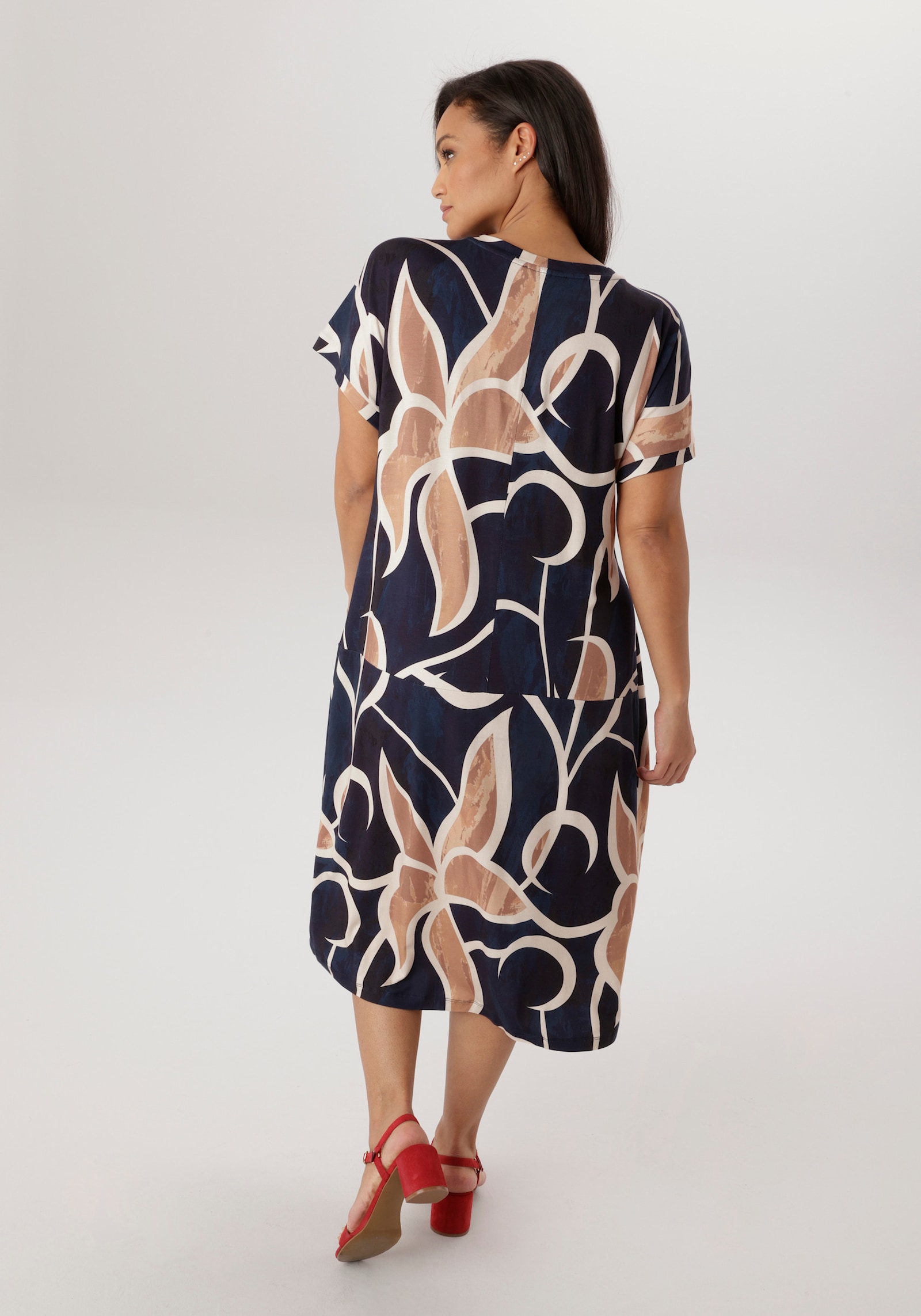 Aniston PLUS Jerseykleid - marine-beige-offwhite