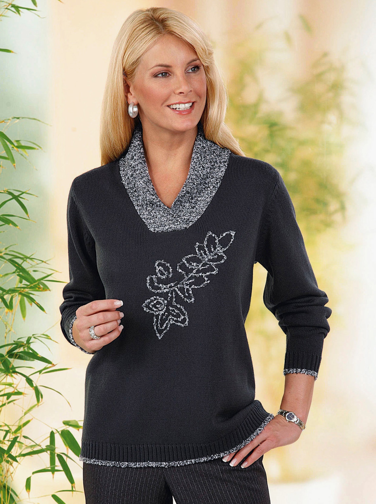Pletený svetr - antracitová