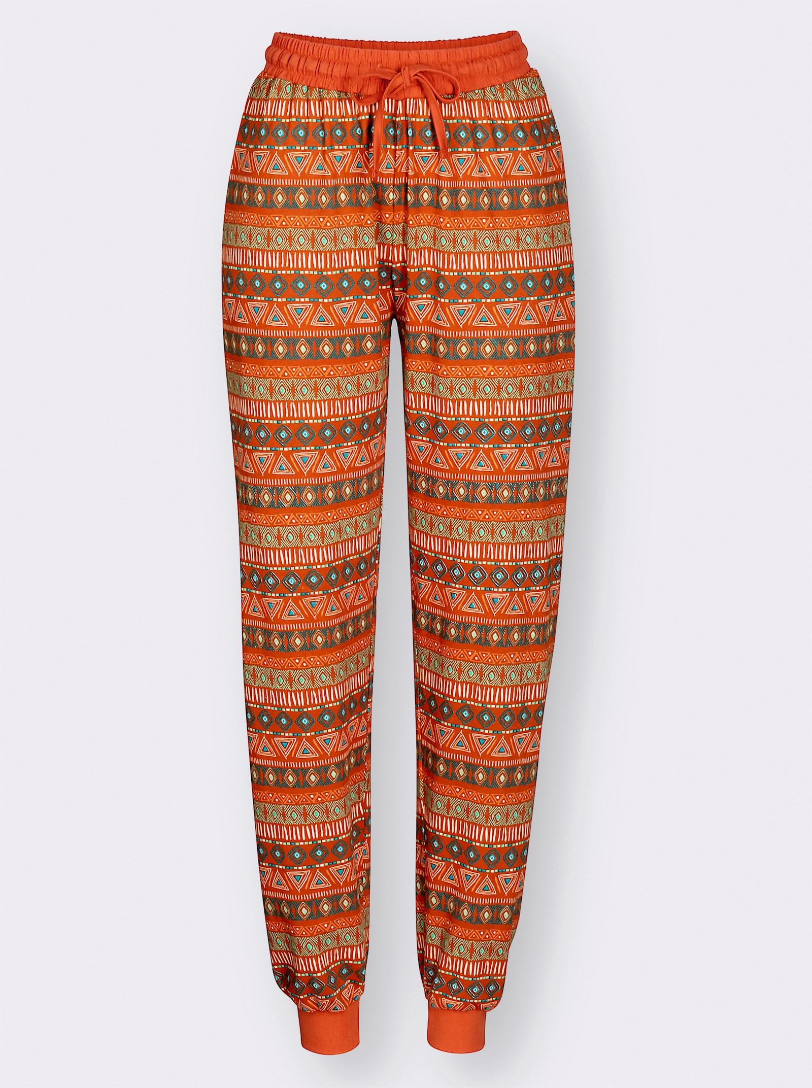 wäschepur Schlafanzug-Hose - rostrot-smaragd-bedruckt