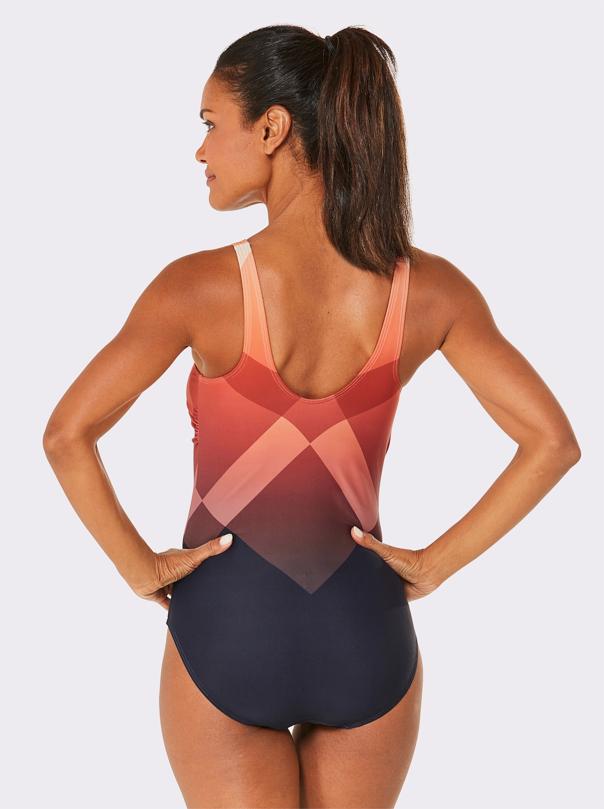 feel good Maillot de bain - marine-papaye imprimé