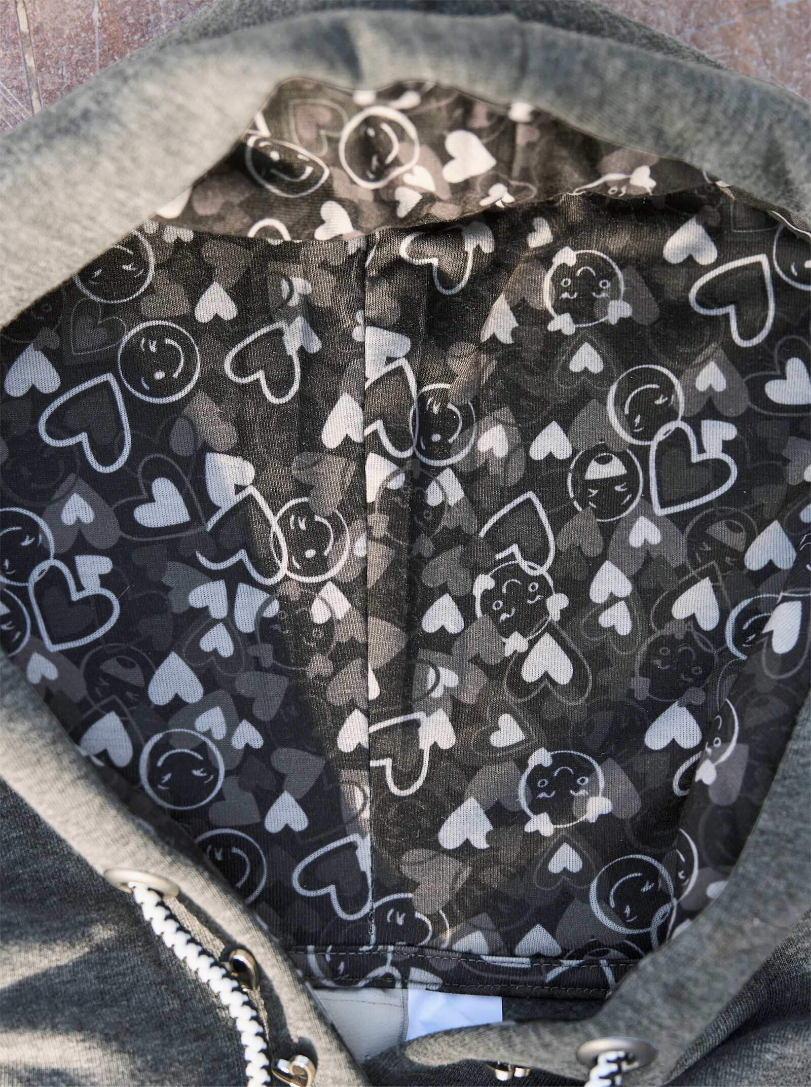 heine Sweatshirt met capuchon en zakken - lichtgrijs/antraciet gemêleerd