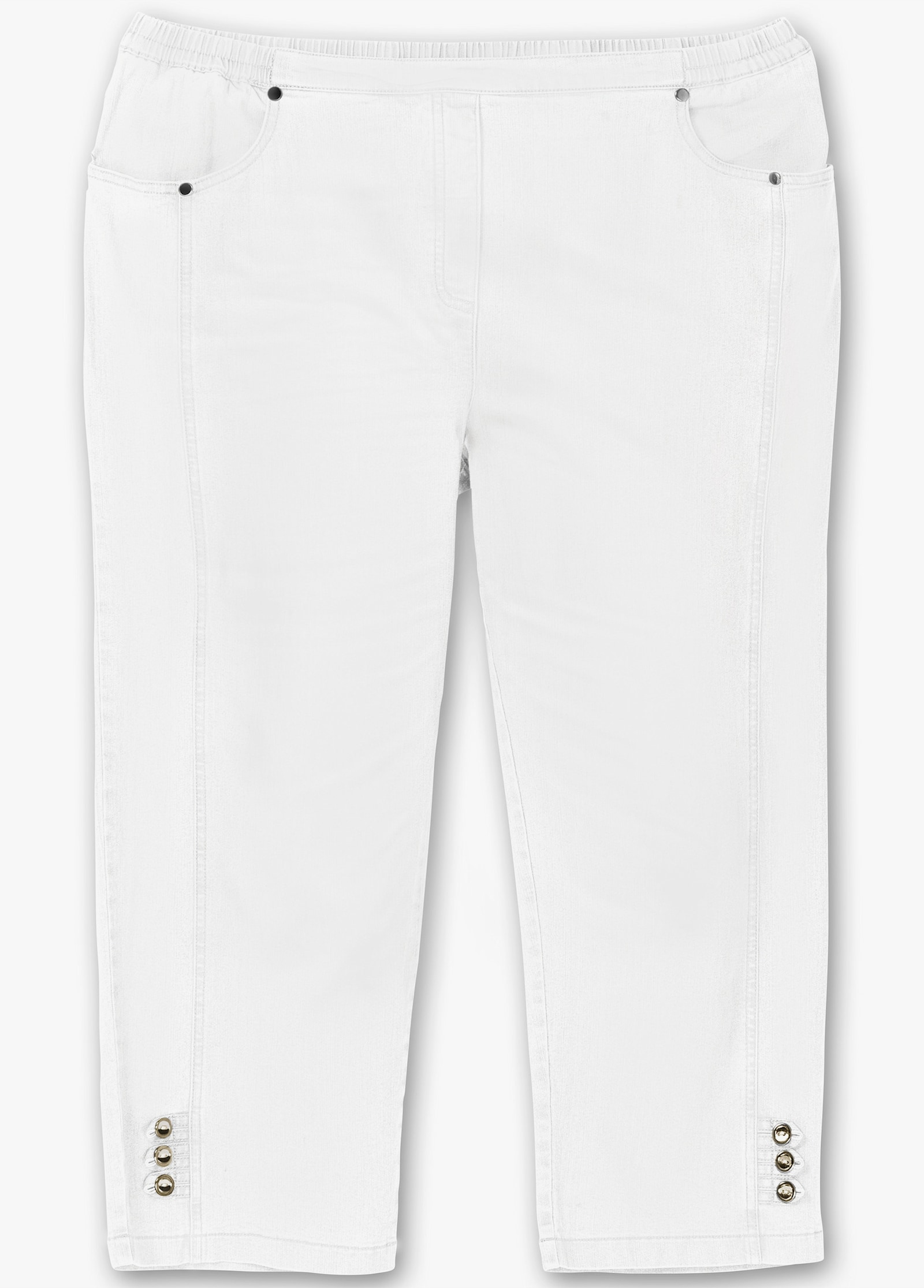 7/8-Jeans mit Zierriegel am Abschluss - weiß