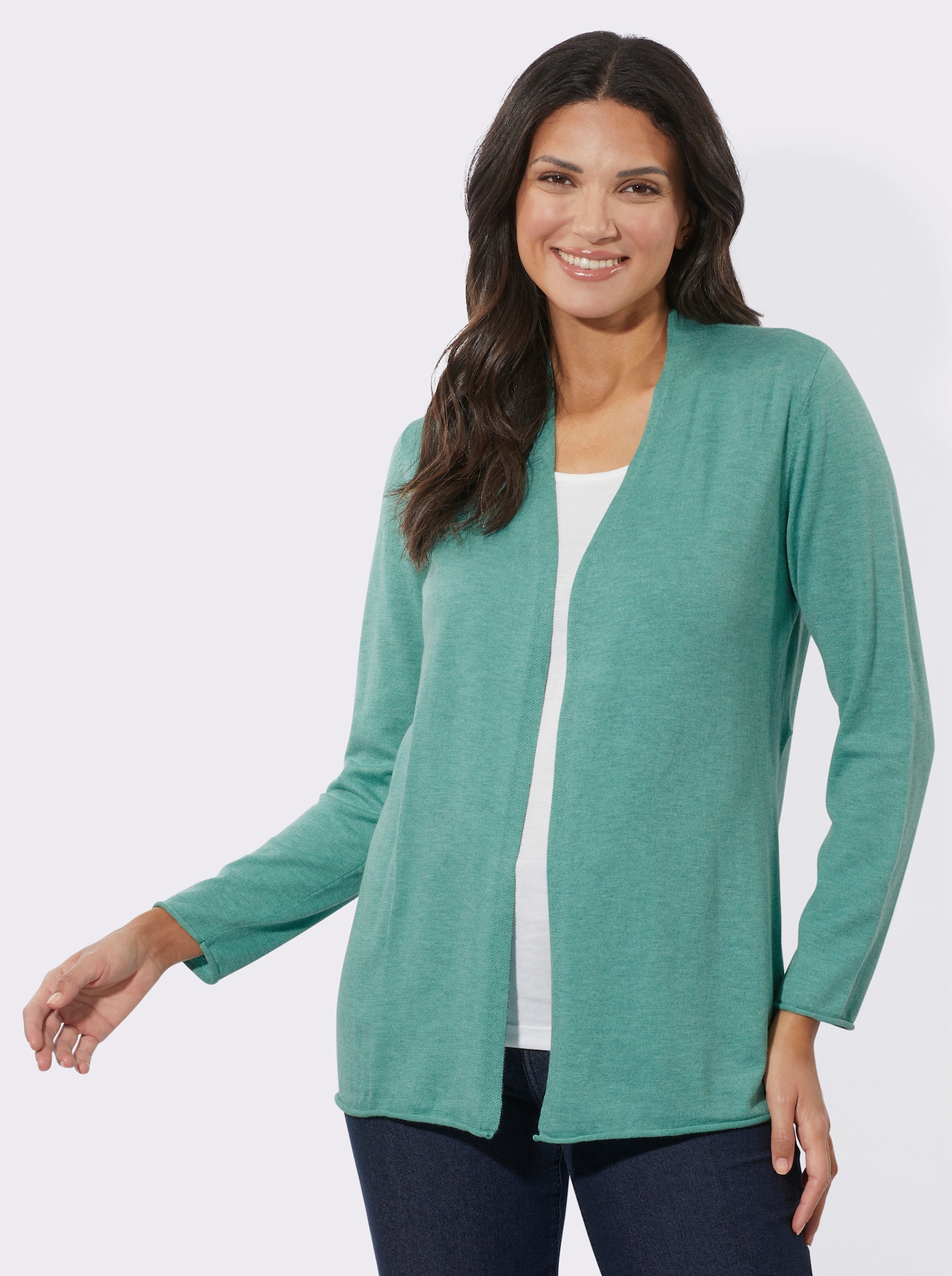 Vest met 5% kasjmier - salie gemêleerd