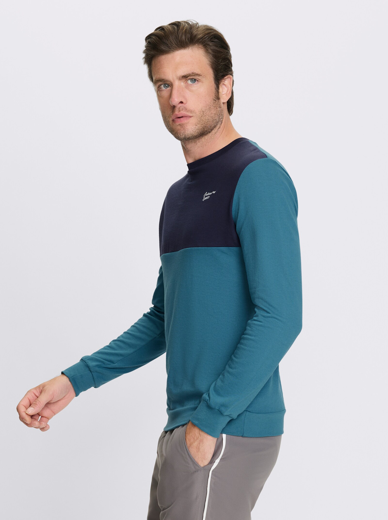 Catamaran Sports Sweatshirt met contrastinzet - topaas