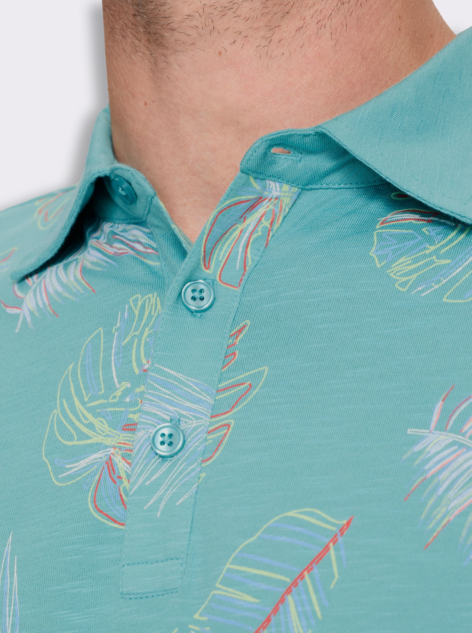 Marco Donati Langarmshirt aus Flammgarn - ozean-bedruckt