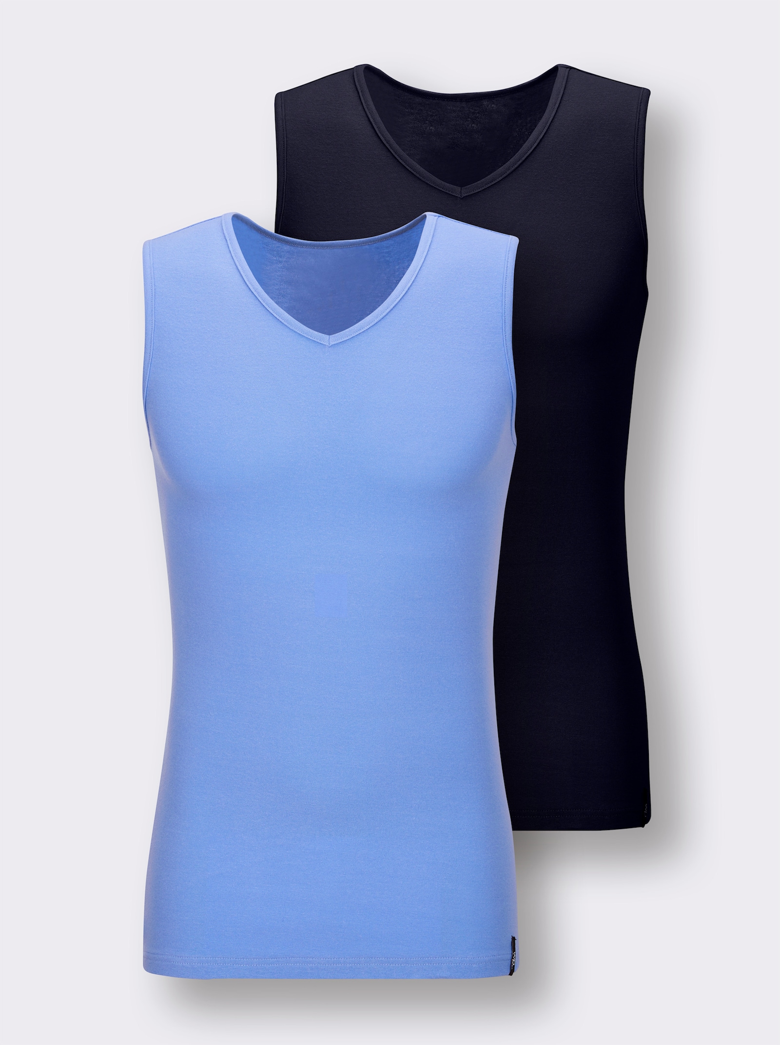 wäschepur men Onderhemd - marine + hemelsblauw