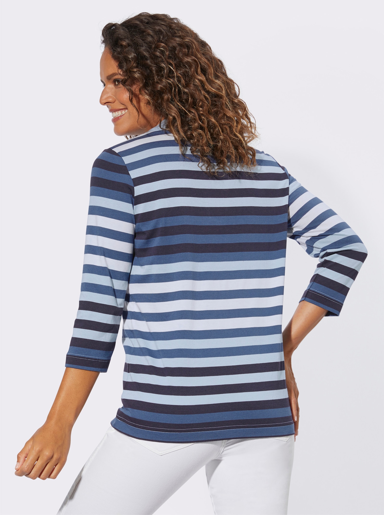 Ringelshirt mit 3/4-Ärmeln - jeansblau-marine-geringelt