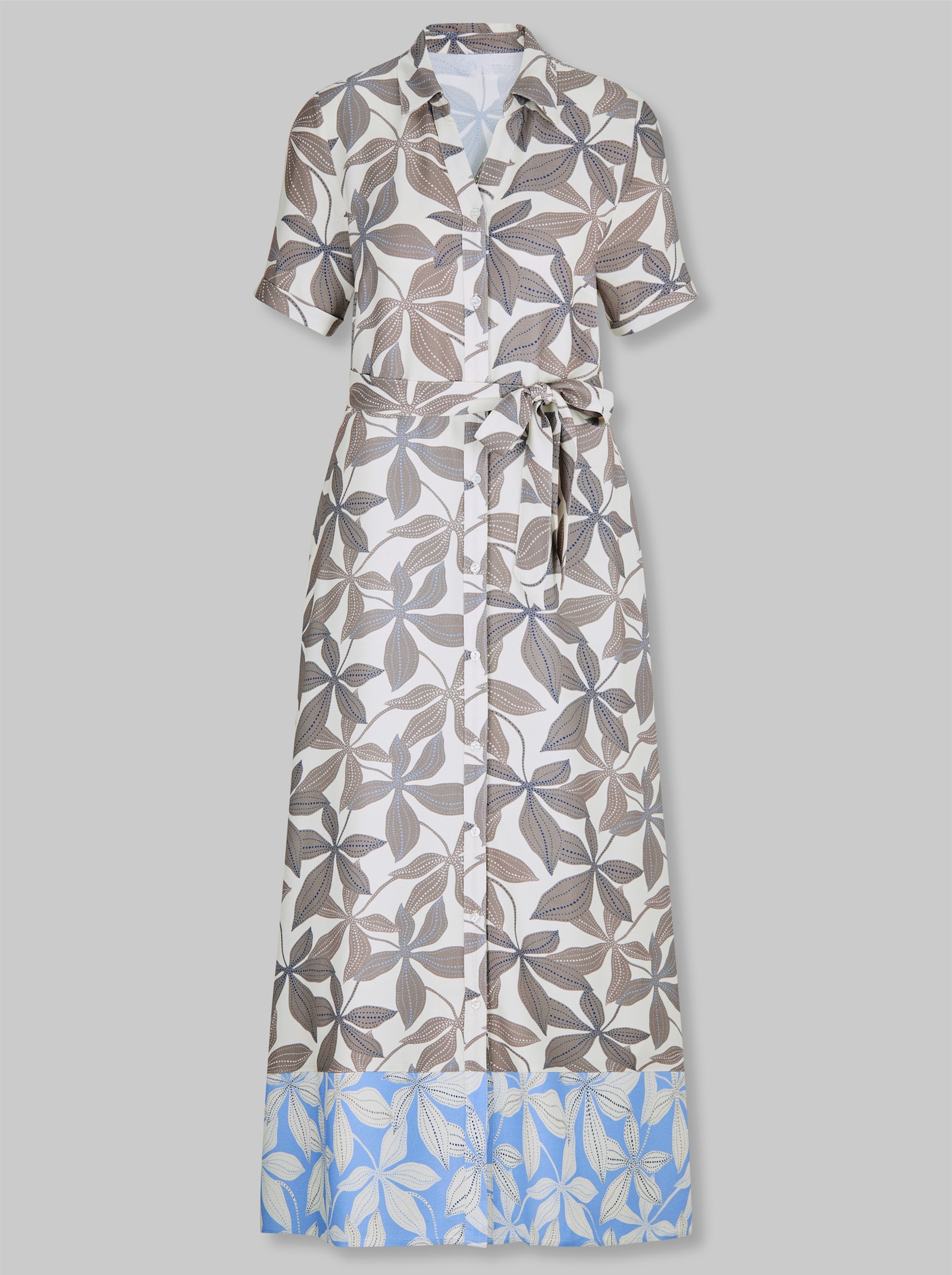 heine Druckkleid mit Taschen - taupe-himmelblau-bedruckt