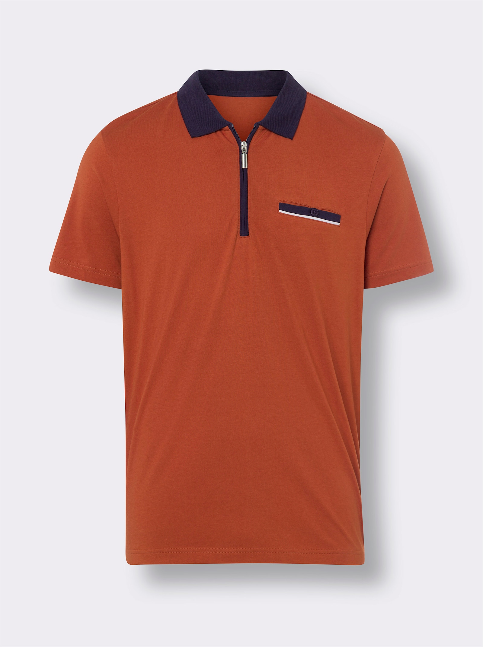 Poloshirt mit Kontrast-Details - rostrot