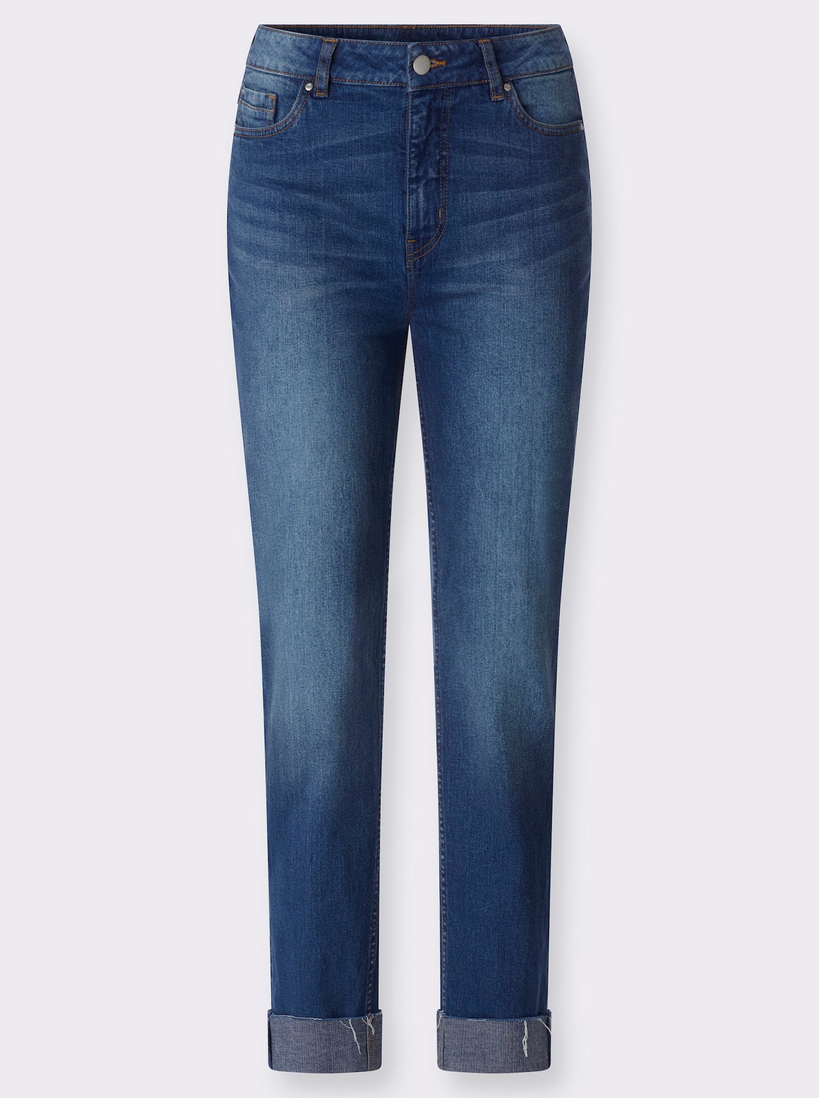 heine 5-Pocket-Jeans mit Beinaufschlag - blue-stone-washed