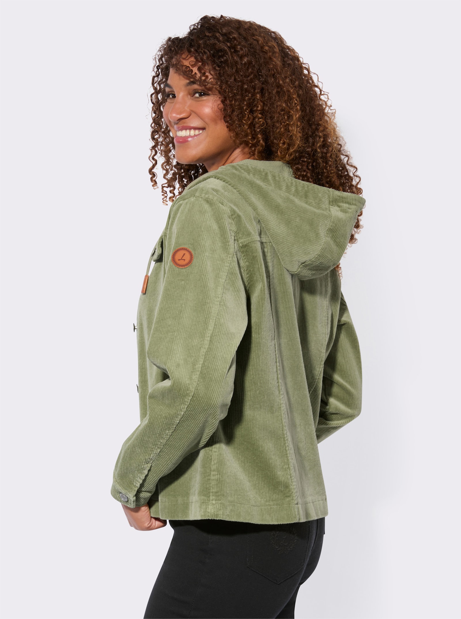 Cordjacke mit Kapuze - schilf