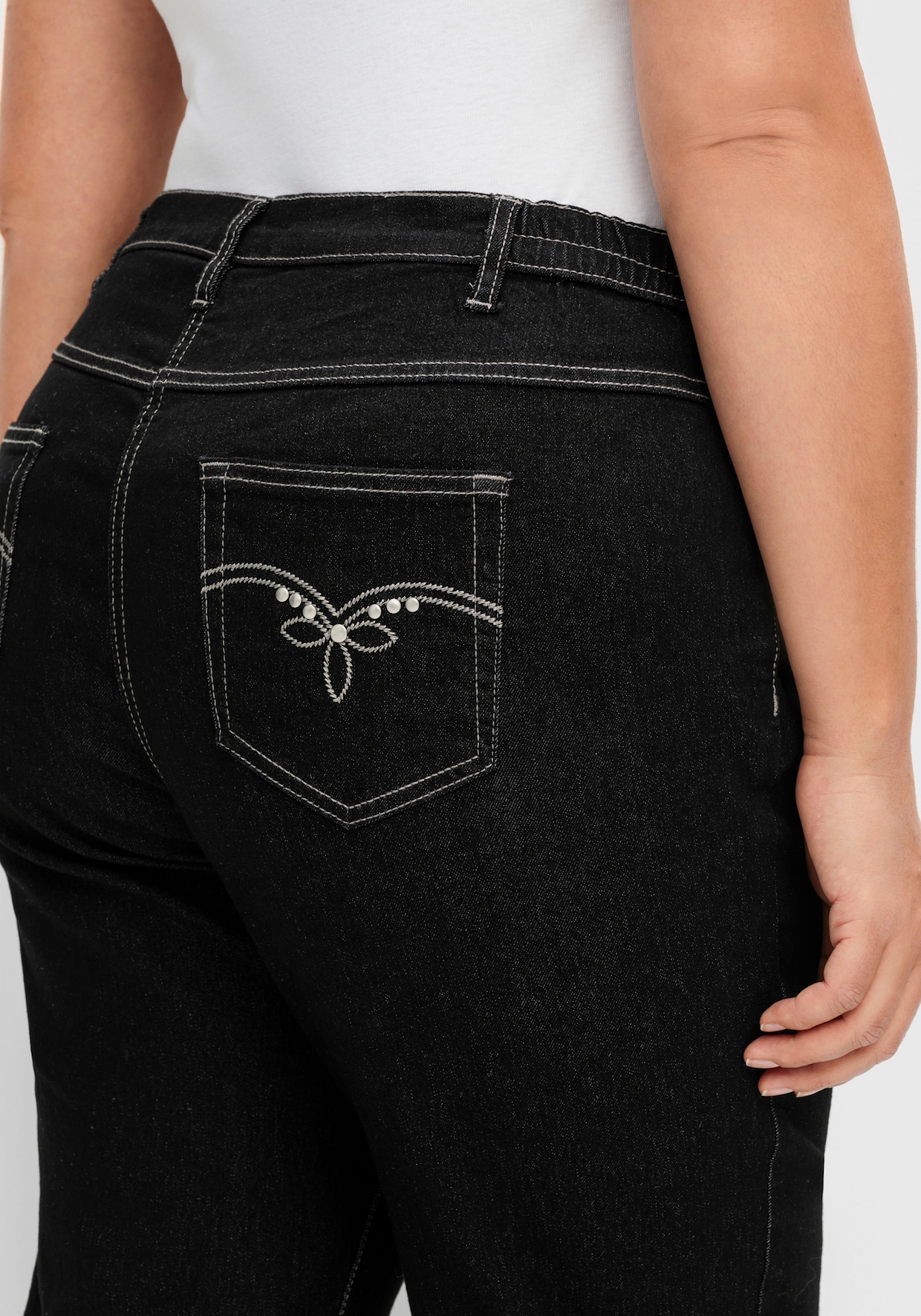 5-Pocket-Jeans mit Stickerei-Motiv - black-denim
