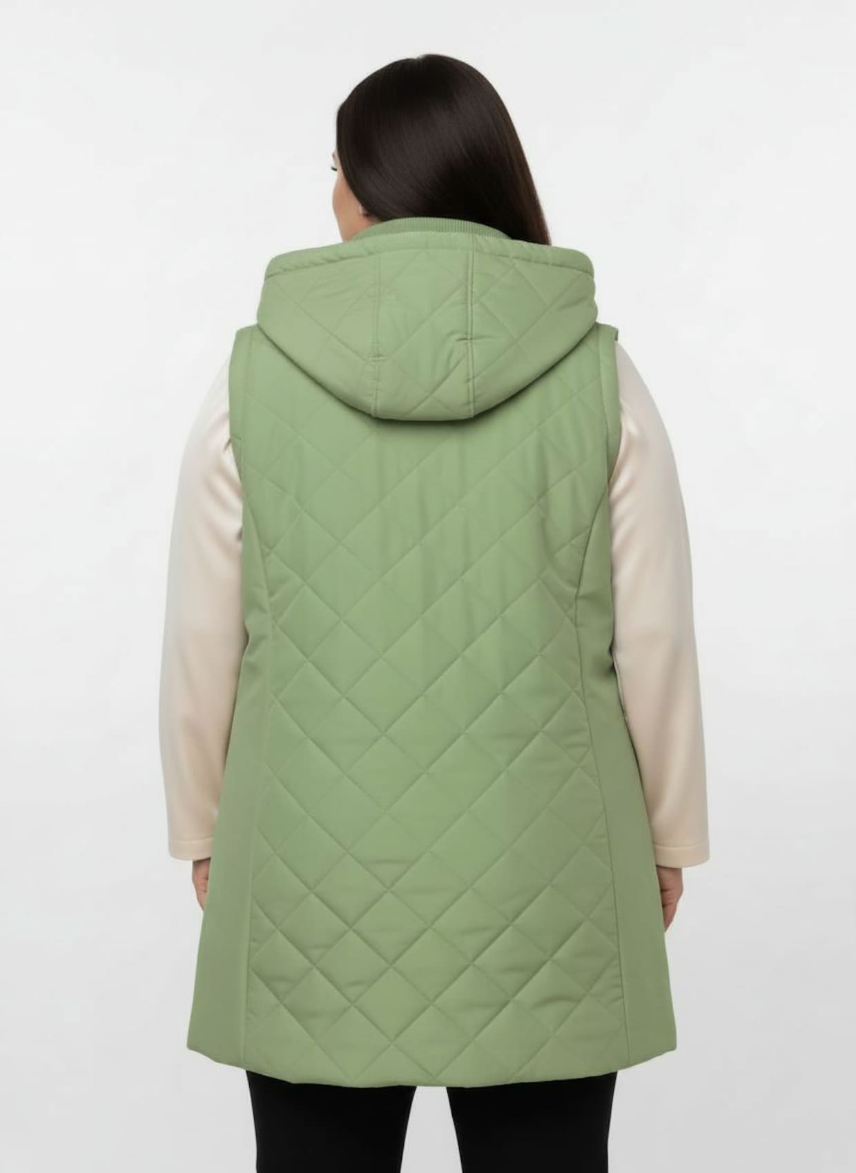 Steppweste mit Strickstehkragen, Microfaser - eucalyptus