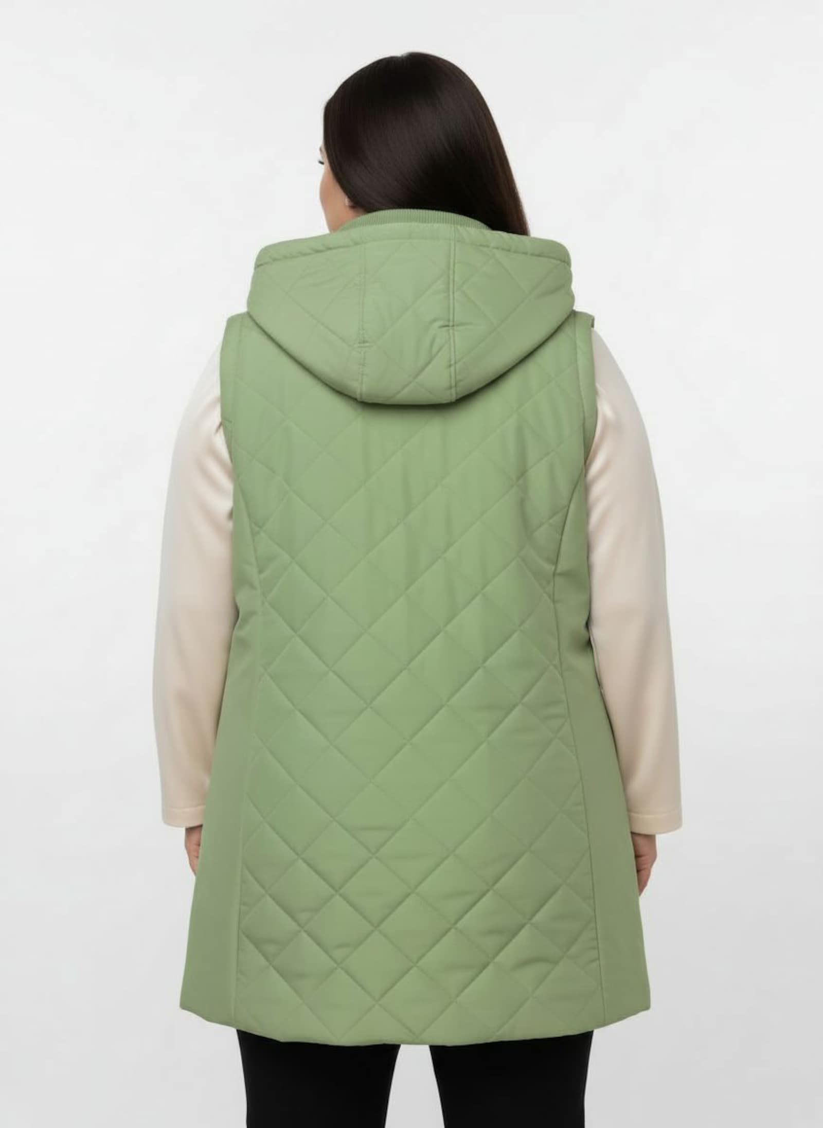 Steppweste mit Strickstehkragen, Microfaser - eucalyptus