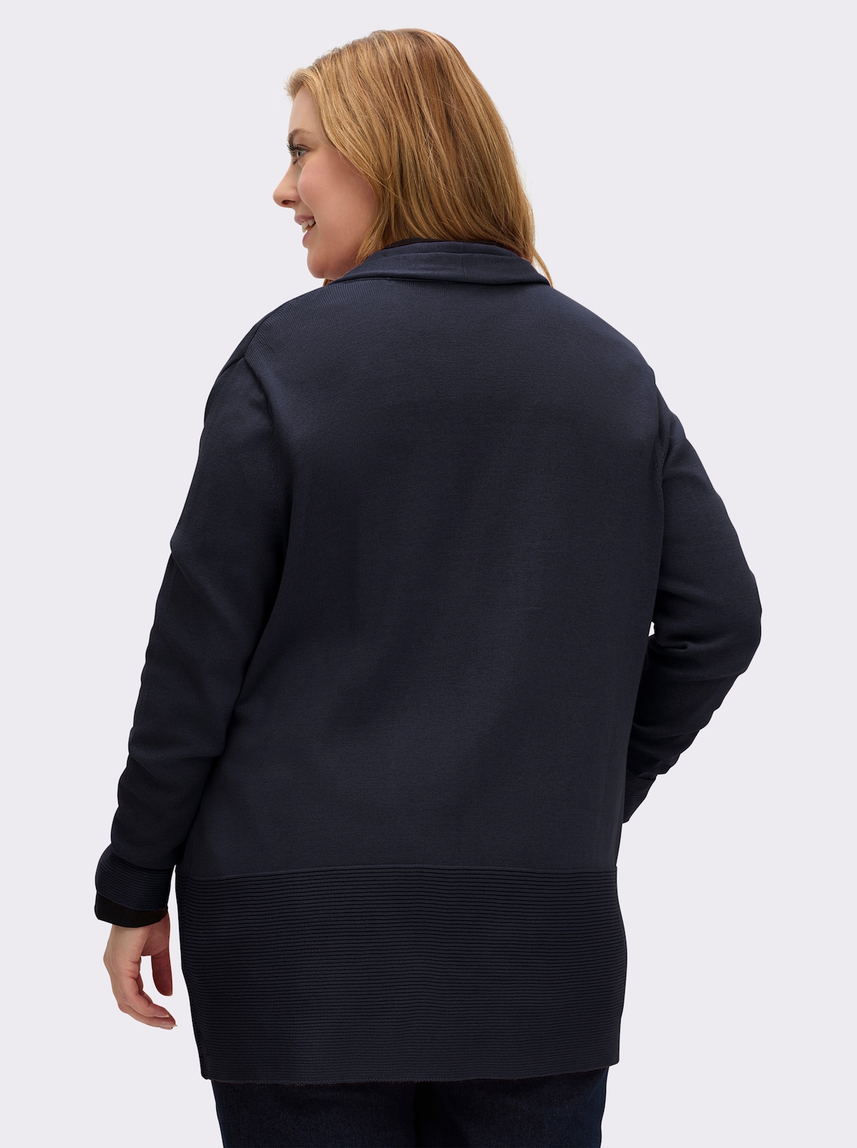 Longstrickjacke mit Schalkragen - marine