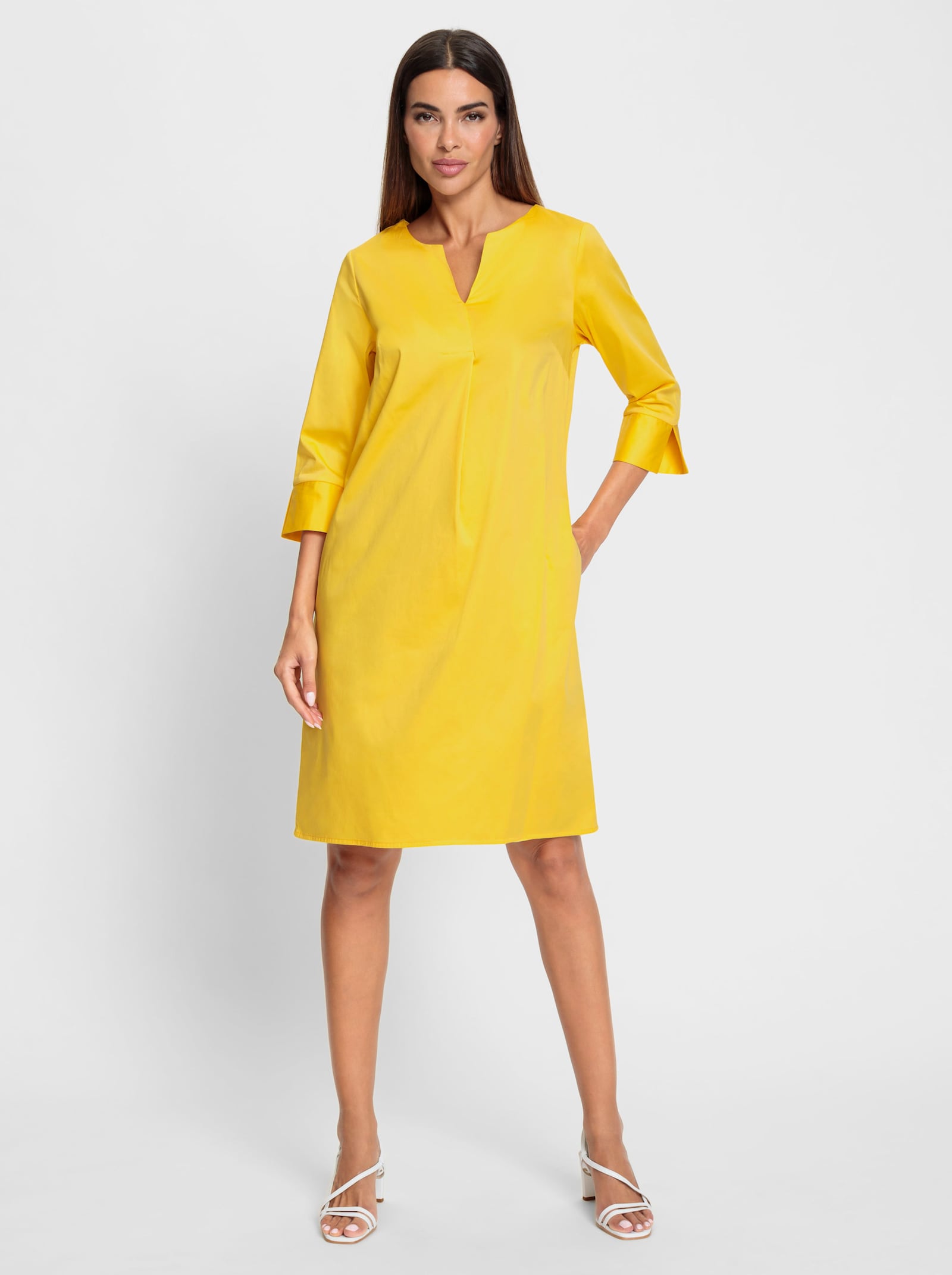 heine Baumwollkleid mit Seitentaschen - sonnengelb