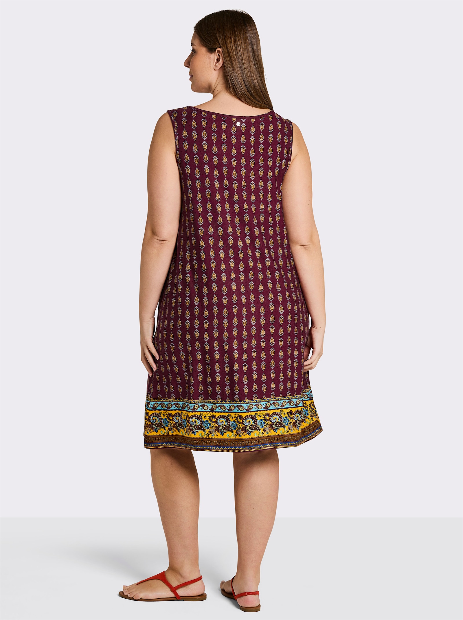 sheego Druckkleid mit Biesen - bordeaux-burgund-bedruckt