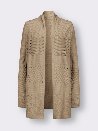 Ajourstrickjacke - beige