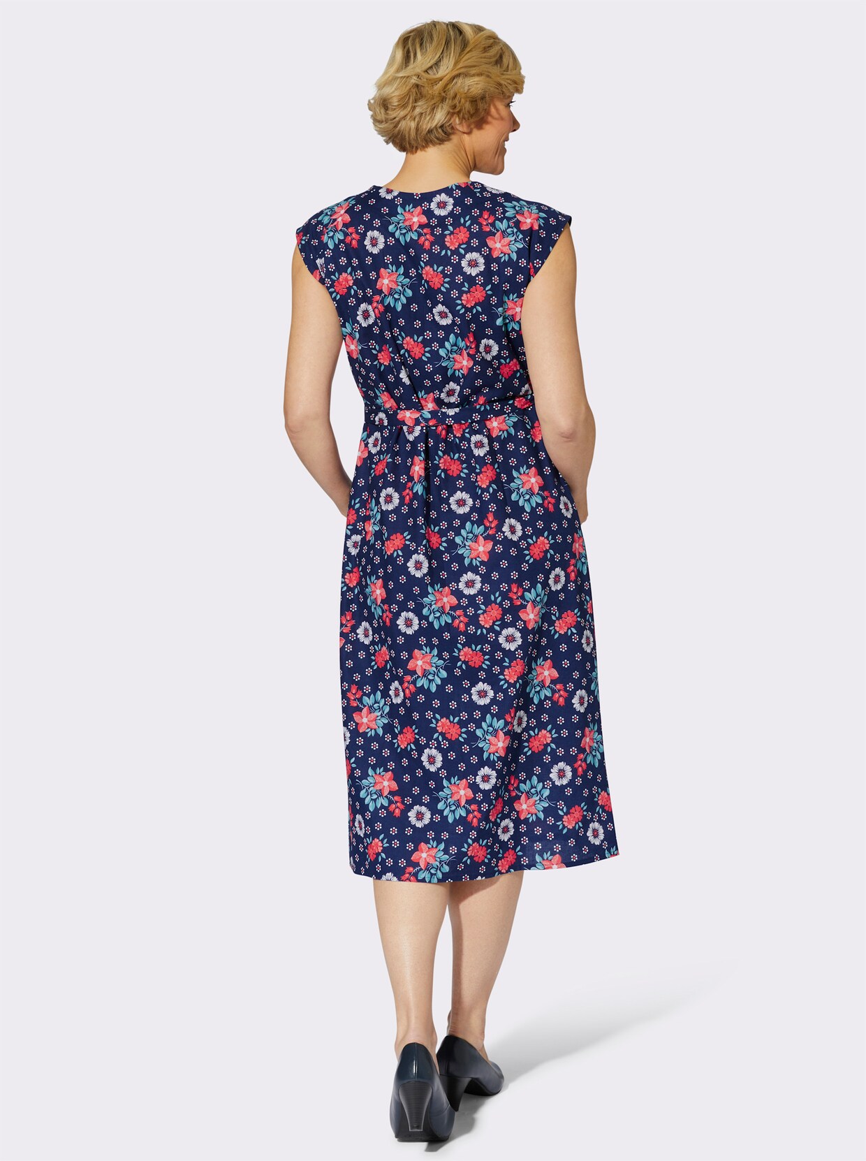 jurkschort - marine/rood geprint