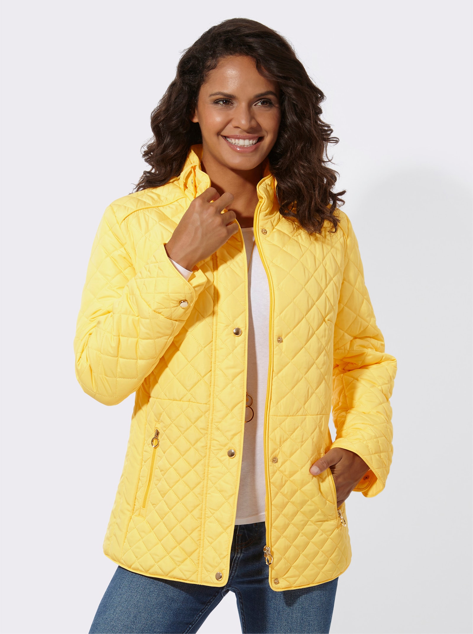 Steppjacke mit knöpfbarer Innentasche - gelb