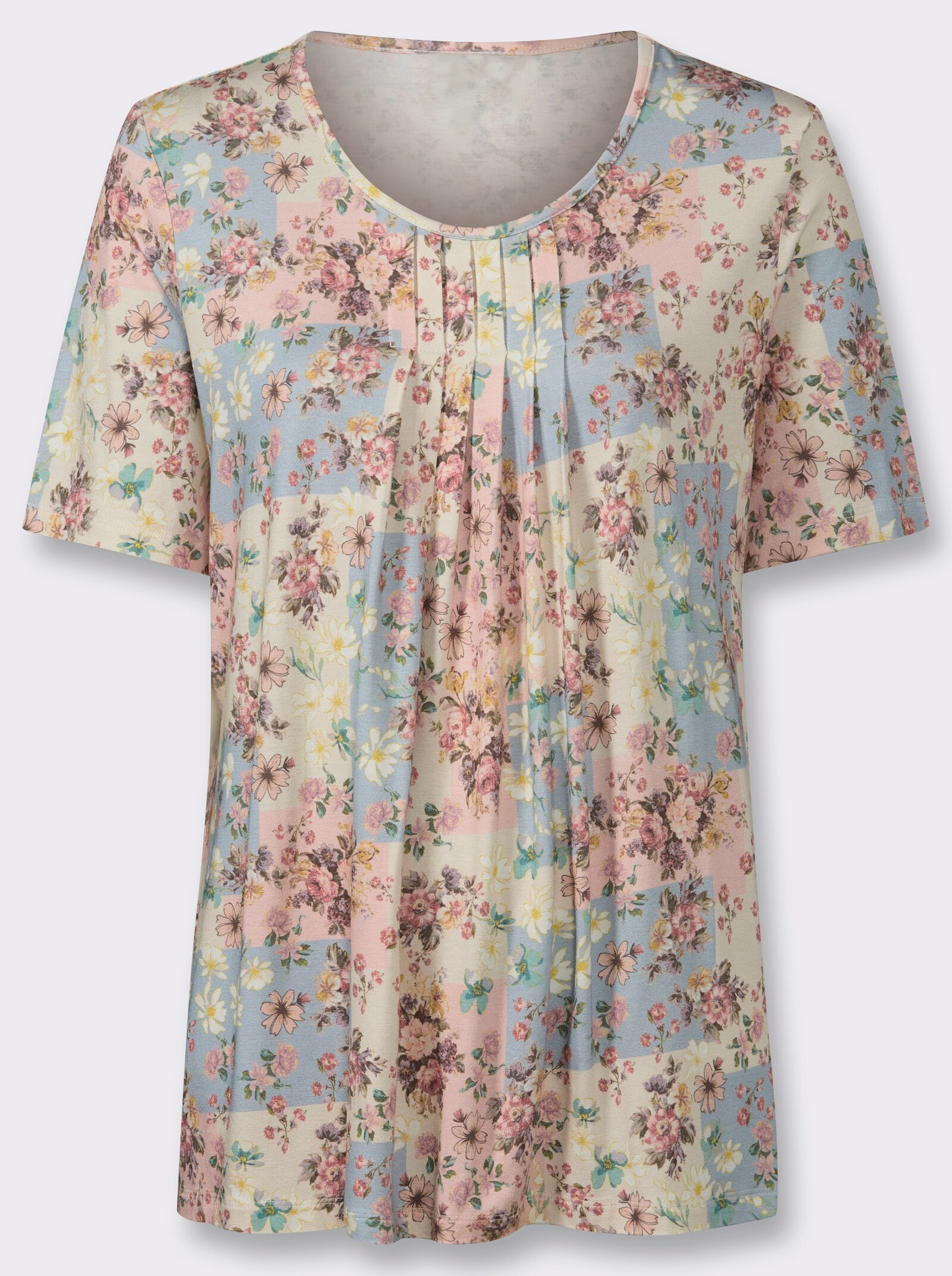 Tunikashirt aus reiner Viskose - champagner-bedruckt