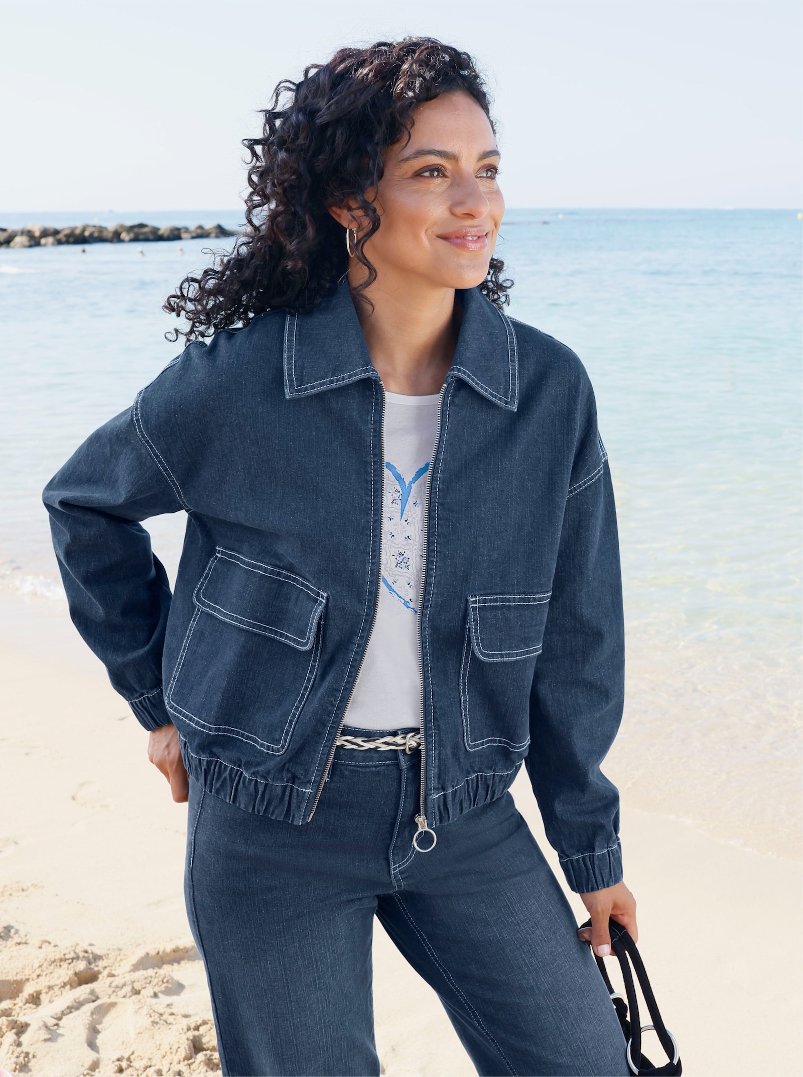 Jeansjacke mit Stretch-Anteil - blue-stone-washed
