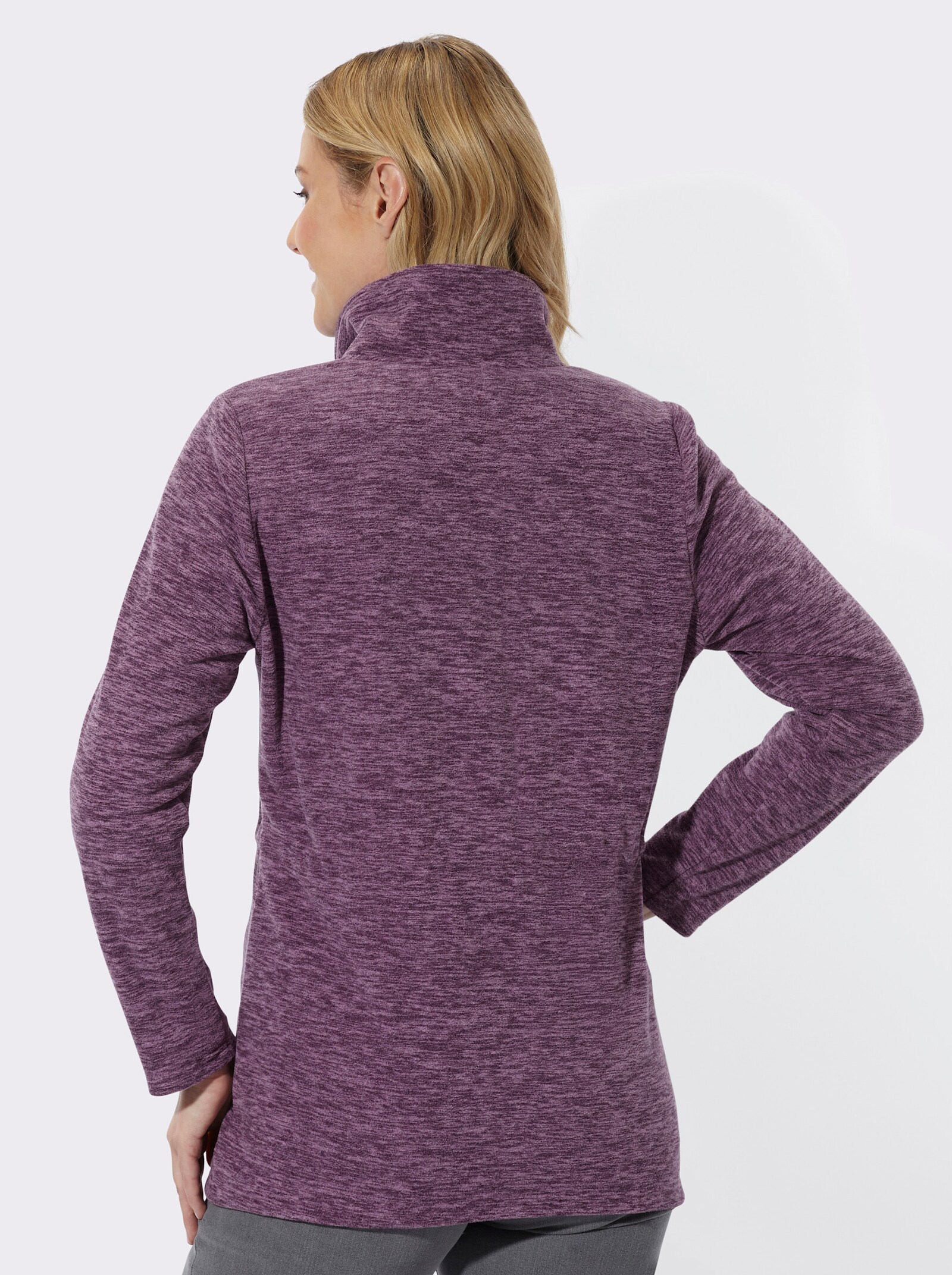 Fleecejacke in Longform - traube-orchidee-meliert
