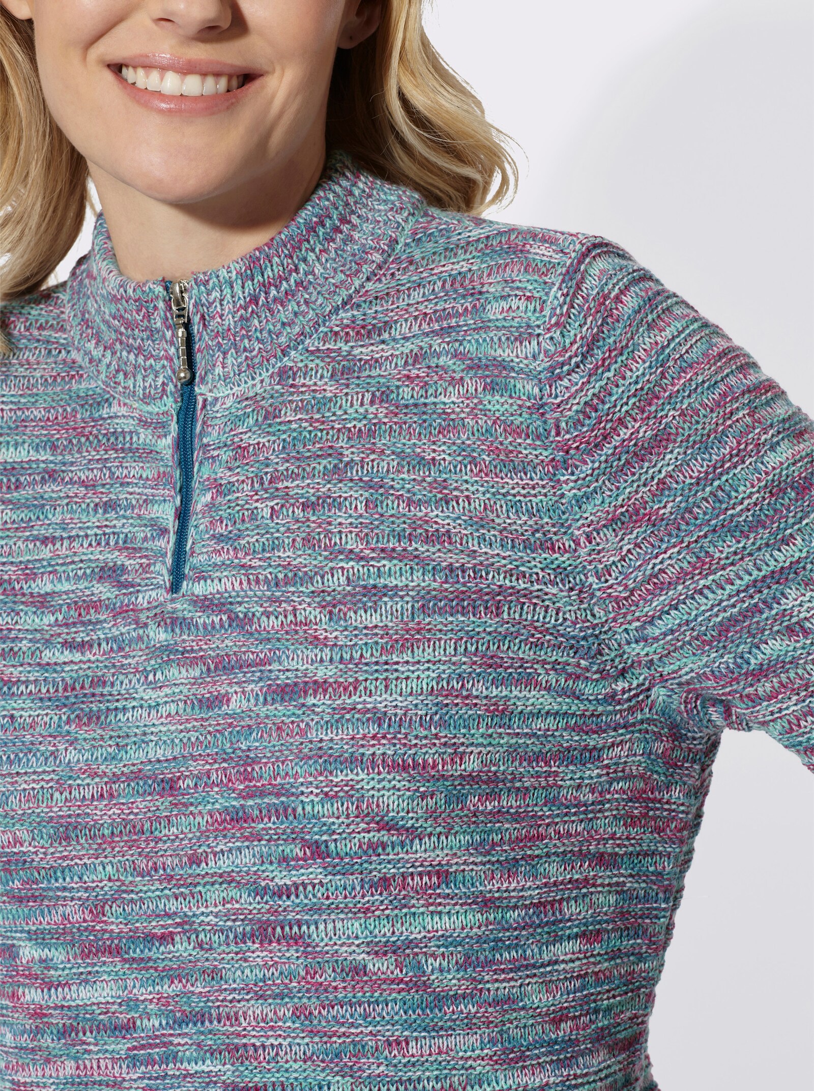 Stehkragenpullover in Melange-Optik - topas-erika-meliert