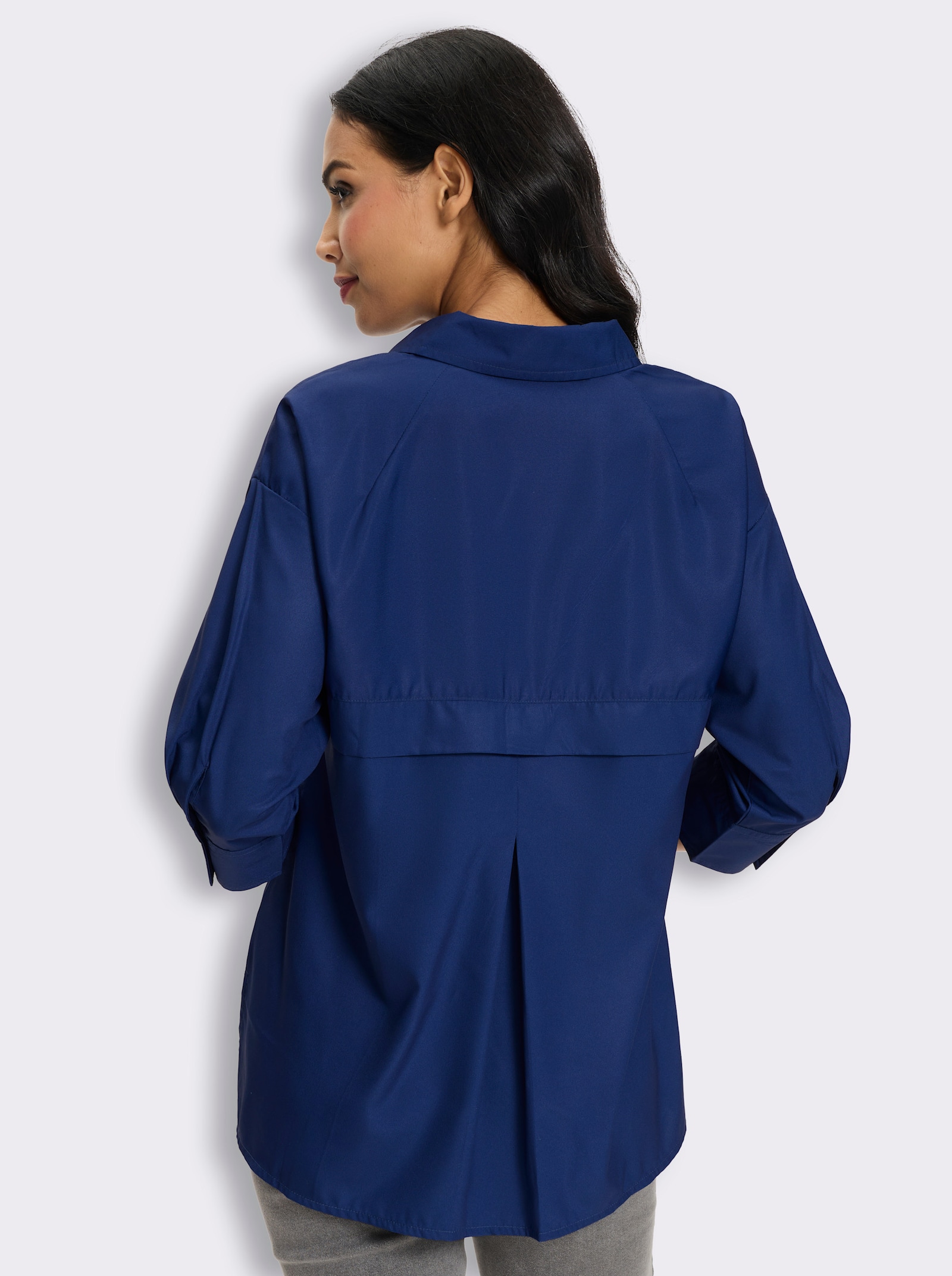 Longbluse mit Falte im Rückteil - royalblau