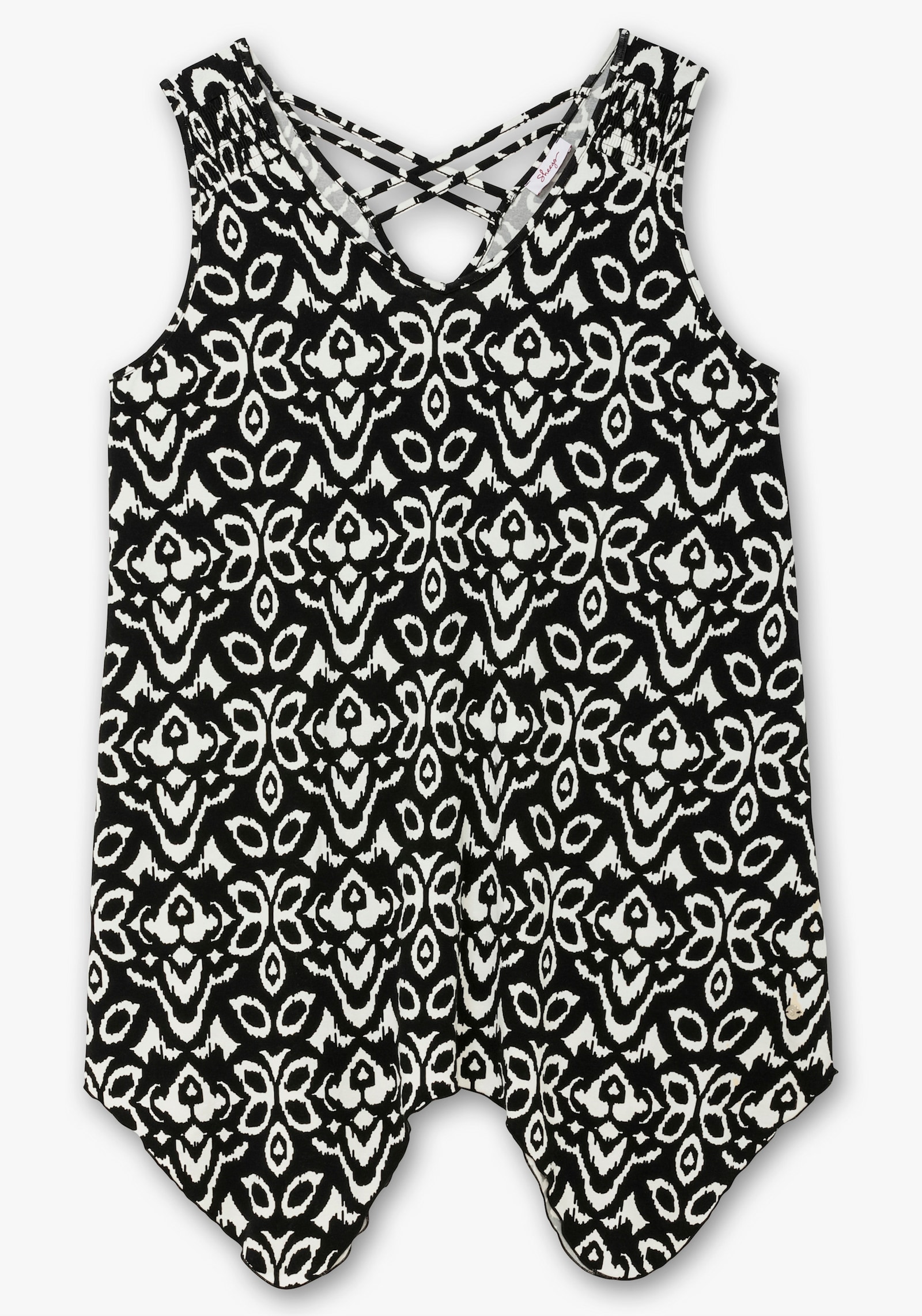 sheego Top und Leggings im Set - schwarz-weiß