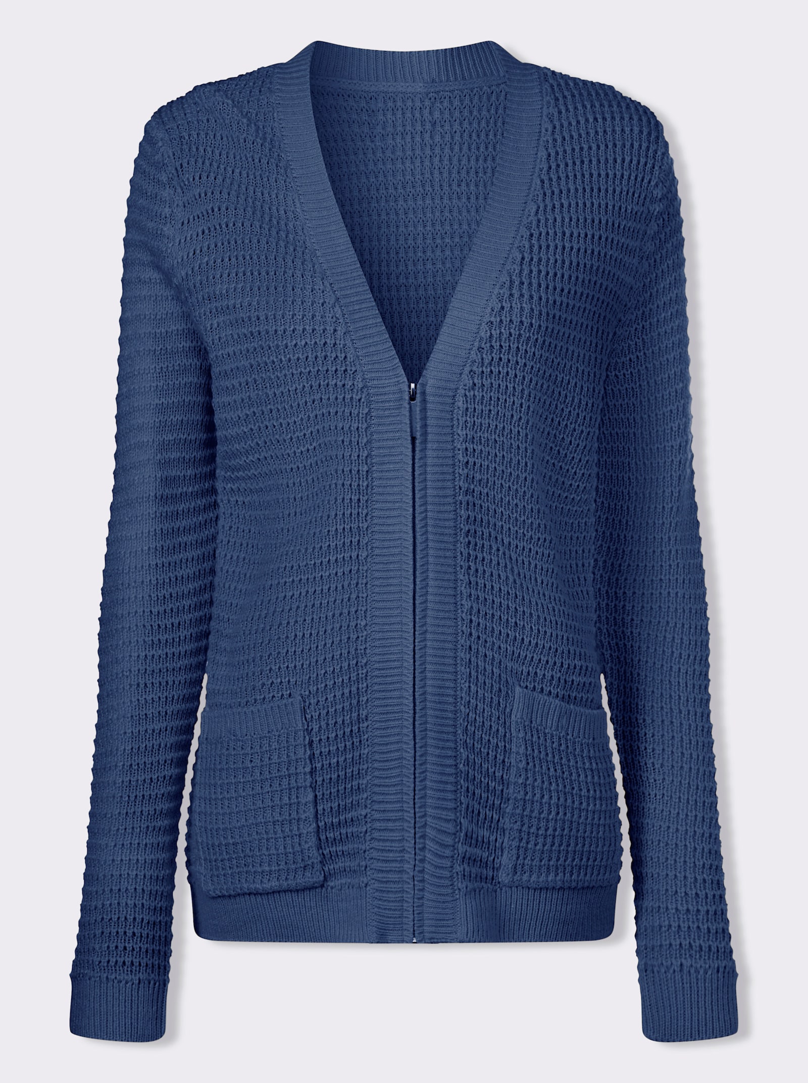 Svetr se zapínáním na zip - džínová modrá