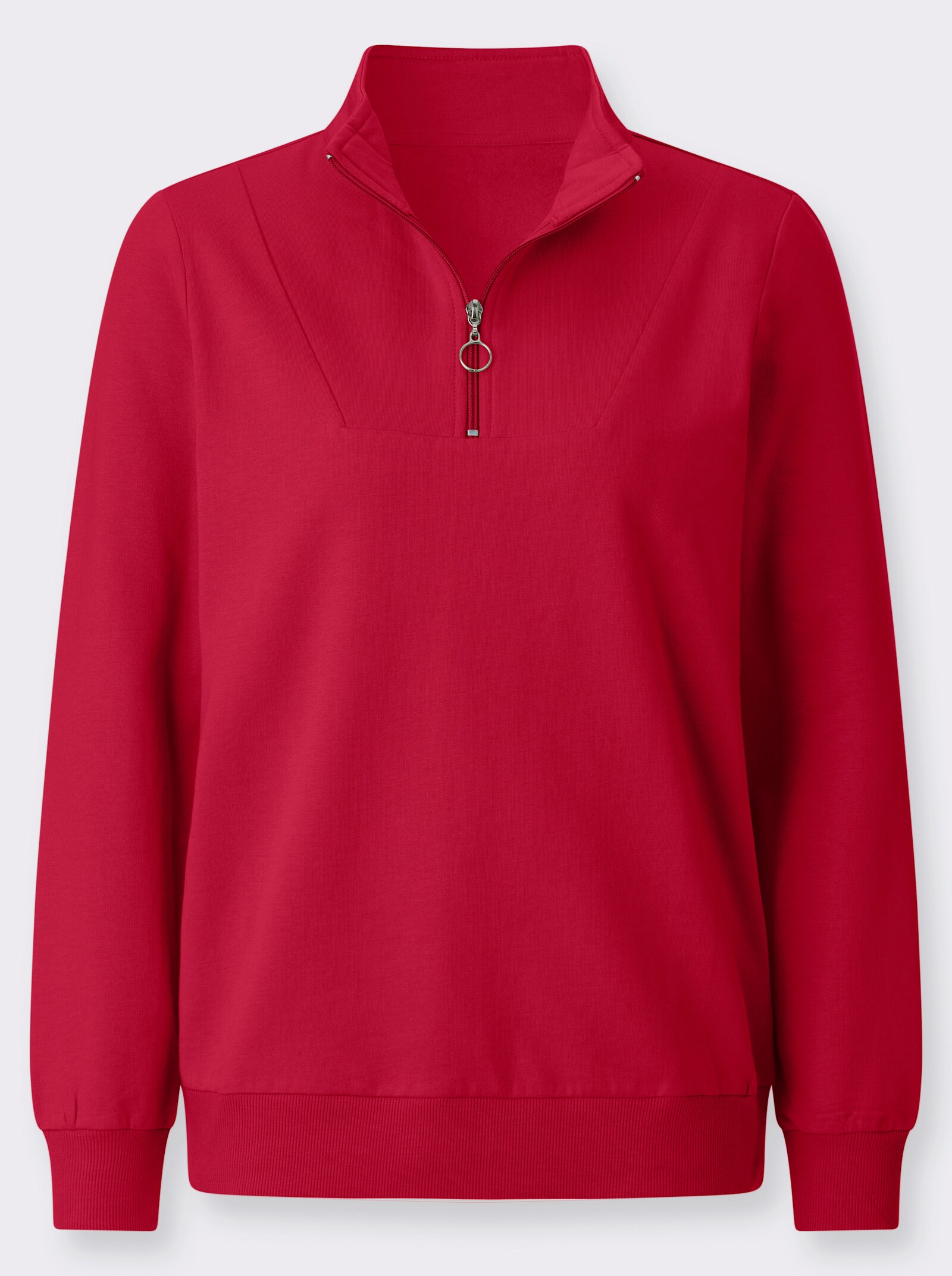 Sweatshirt mit Troyerkragen - rot