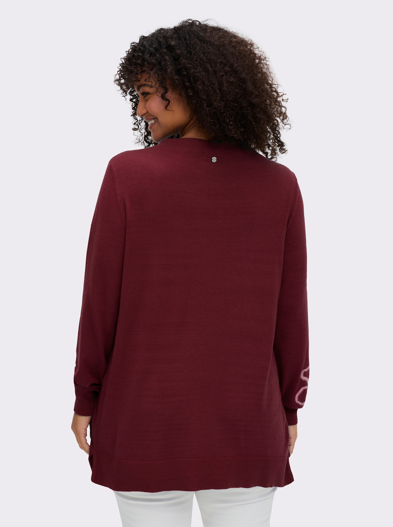 sheego Pullover mit Intarsienmuster - bordeaux-gemustert