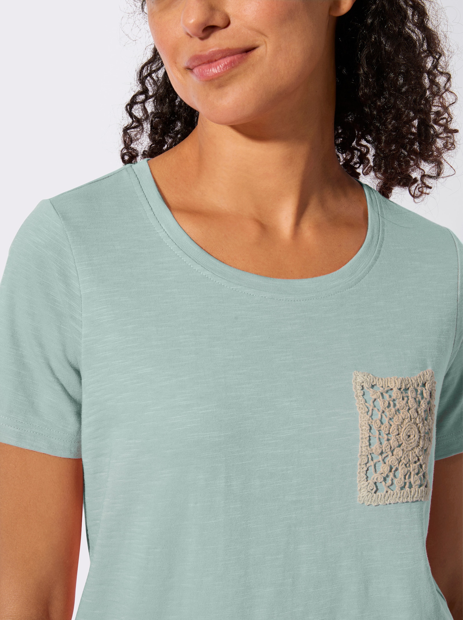 Kurzarmshirt in Flammgarn-Qualität - kalkmint