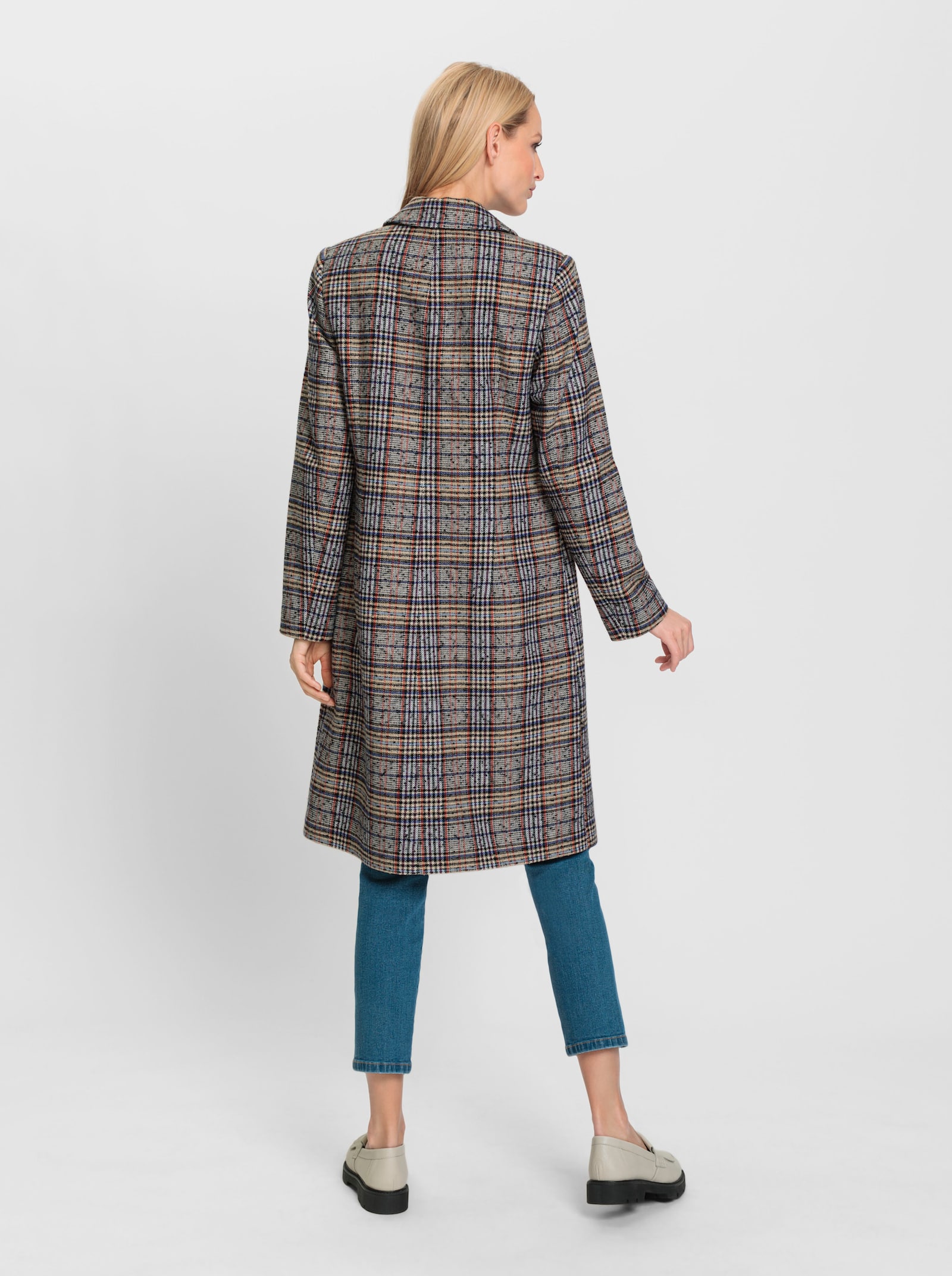 heine Wintermantel mit Schulterpolstern - sand-traube-kariert