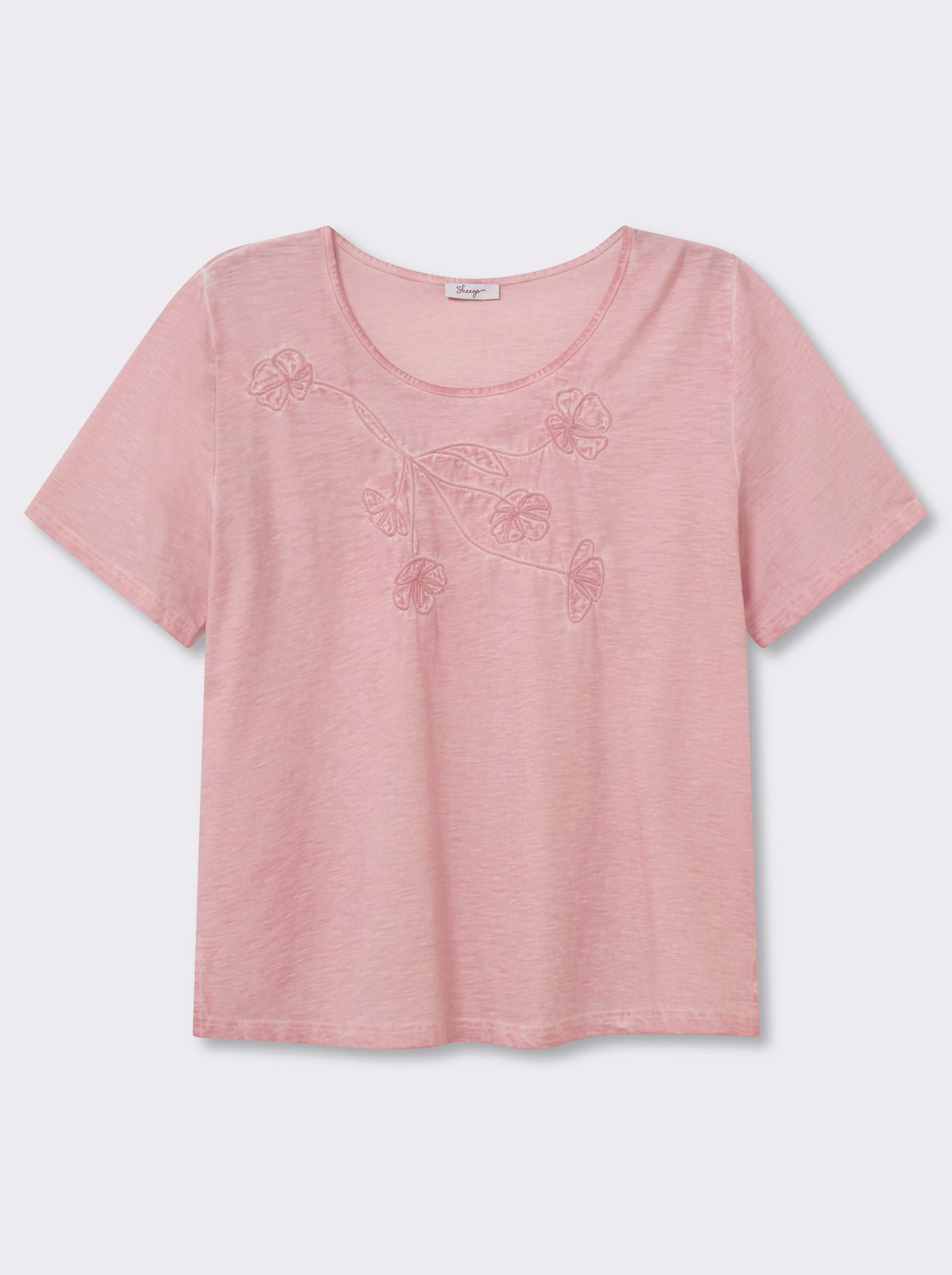 sheego Shirt mit Blumenstickerei - rosenquarz