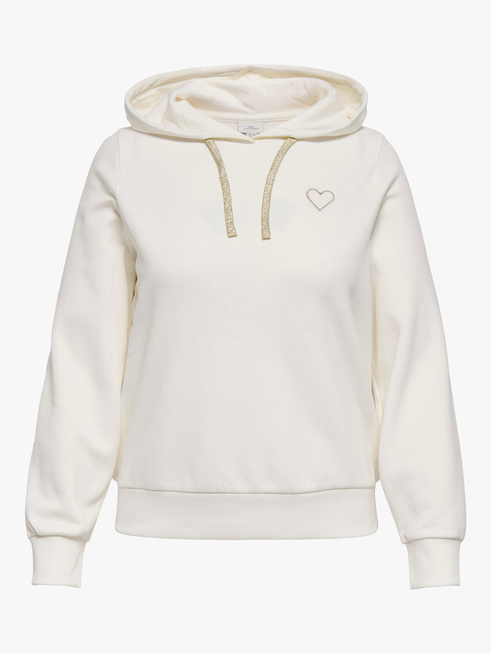 ONLY CARMAKOMA Kapuzensweatshirt - cloud dancer detail:gold string + heart emb