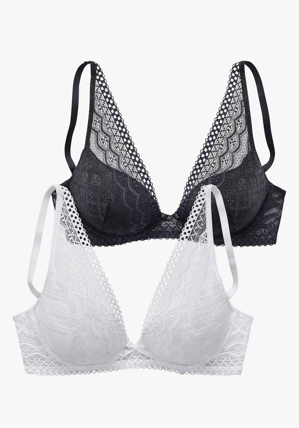 petite fleur Soutien-gorge push-up - noir + blanc