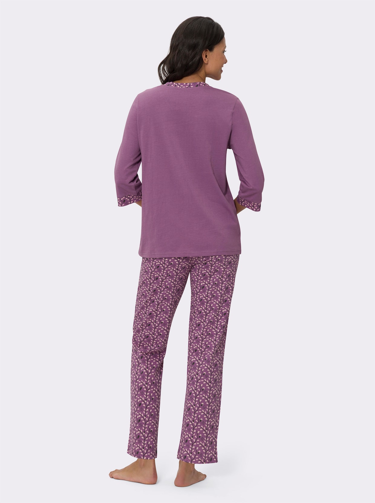 Pyjamas - violett-ljusrosa, med tryck