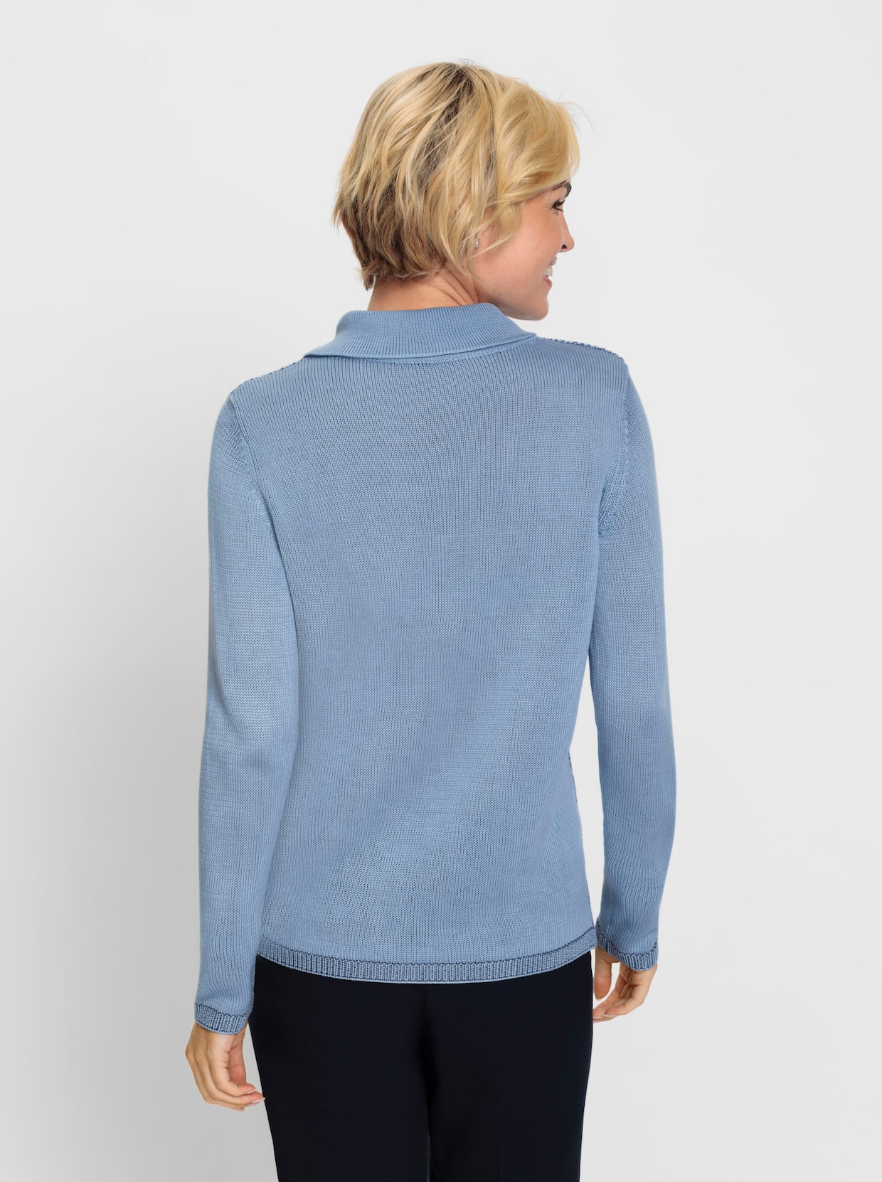 Pullover met 3/4-mouwen - ijsblauw/rookblauw gedessineerd