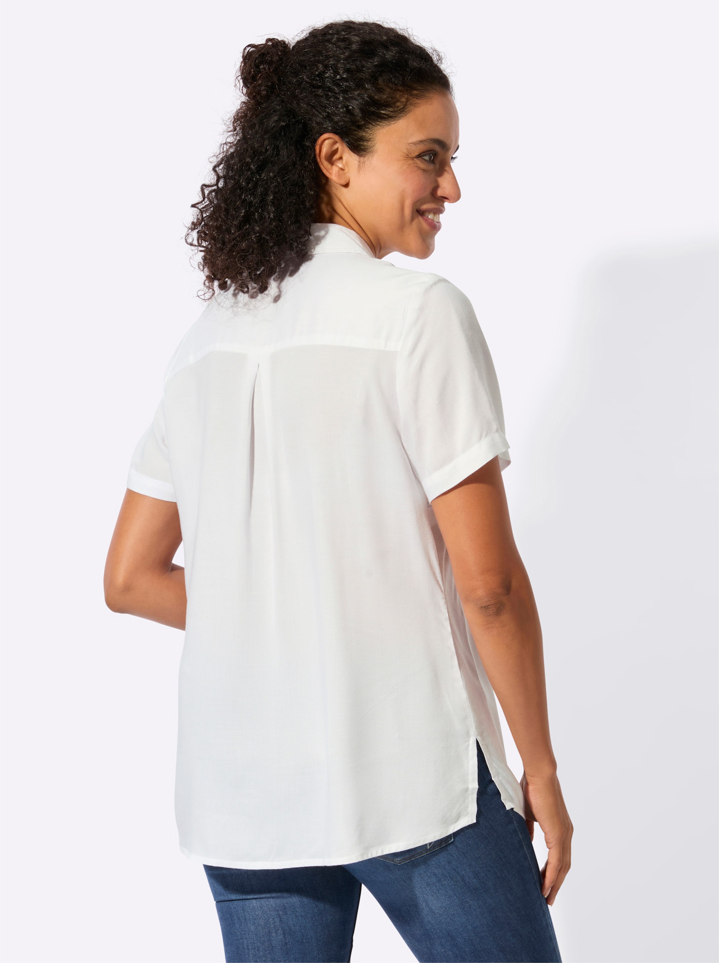 Damen Longbluse mit langen Seitenschlitzen weiß, Größe 36 - Bild 5