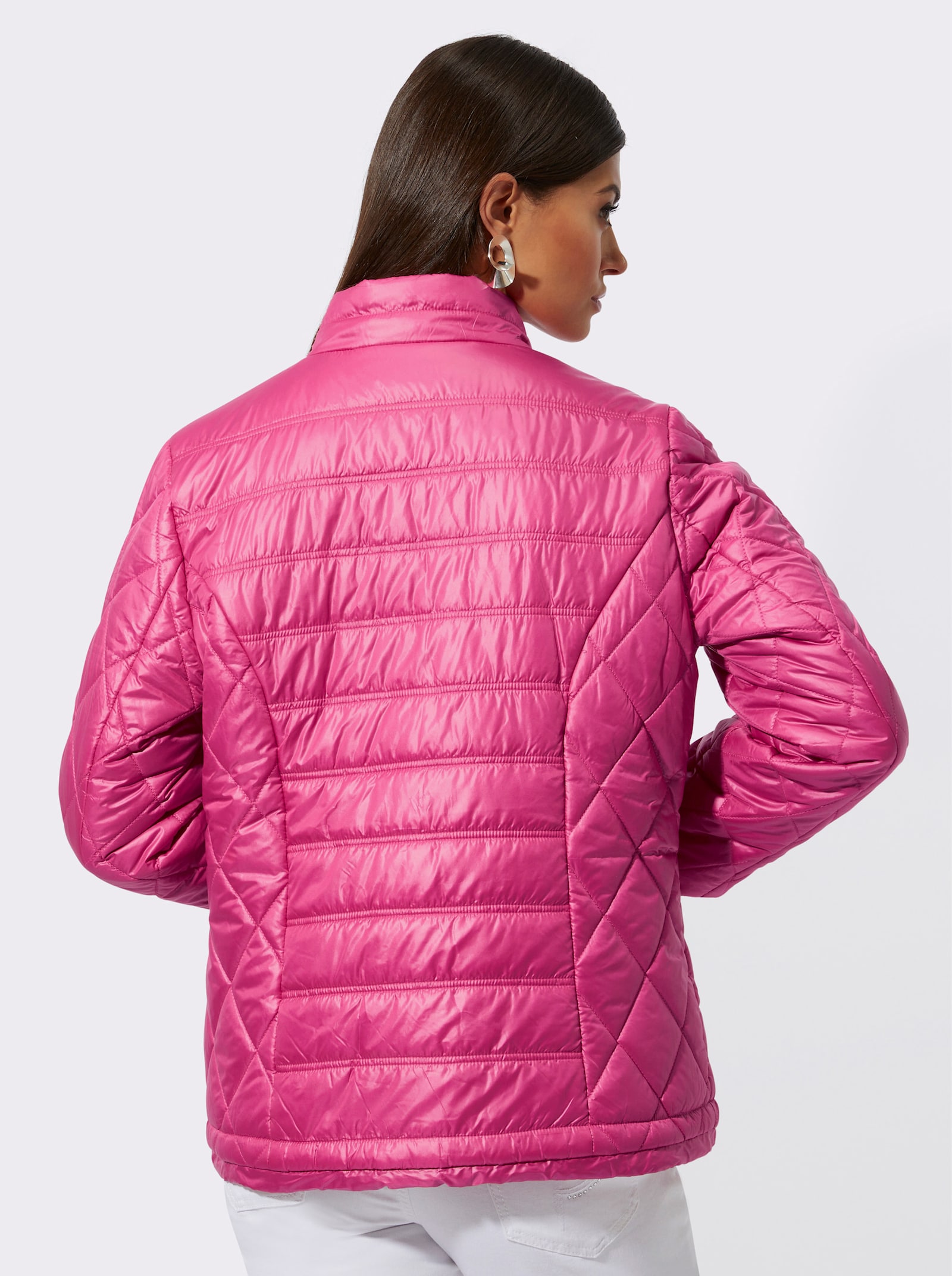 Steppjacke mit Tunnelzug am Saum - fuchsia