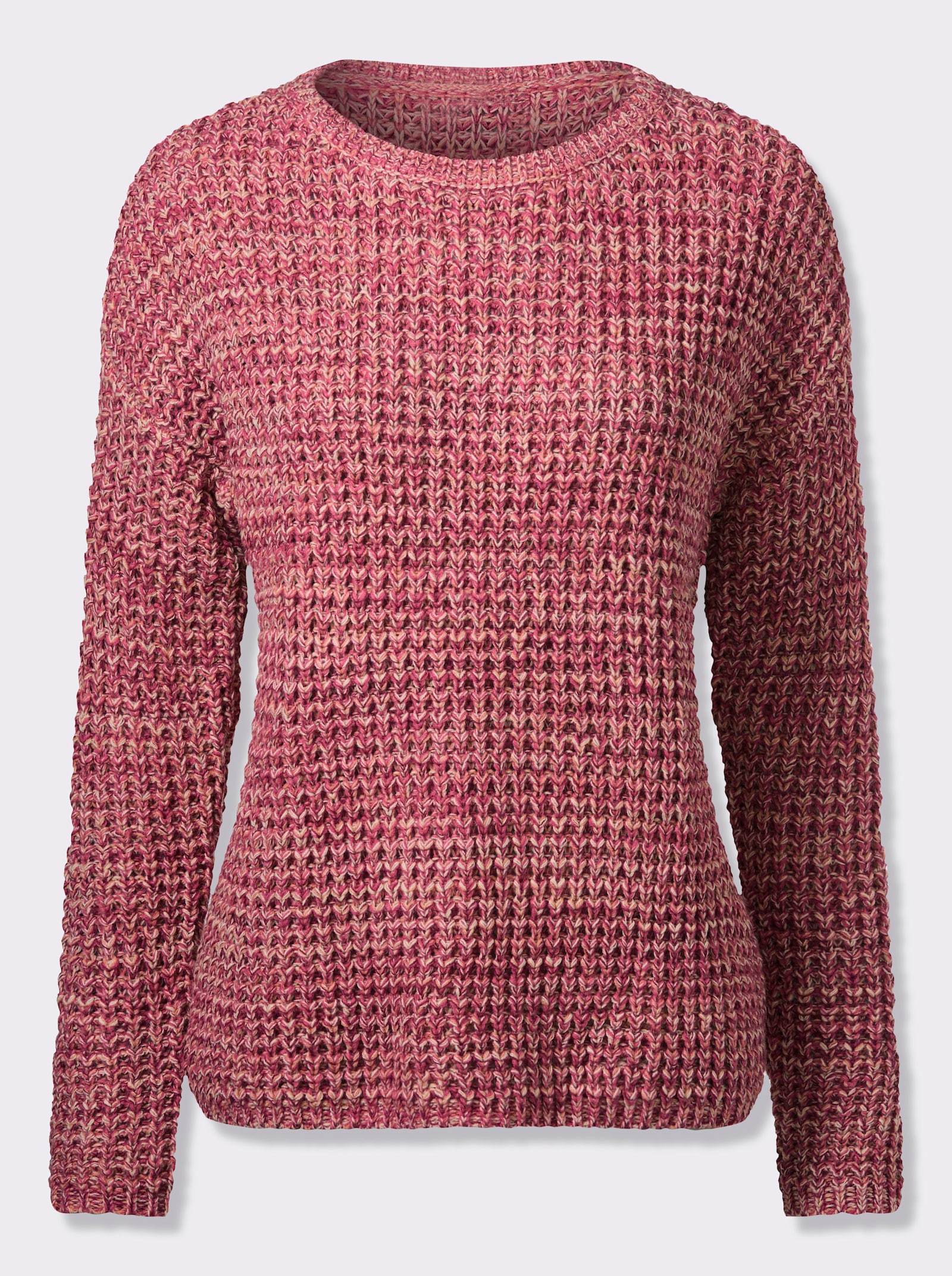 Svetr s dlouhým rukávem a hrubou pletenou strukturou - papája-fuchsiová-melír