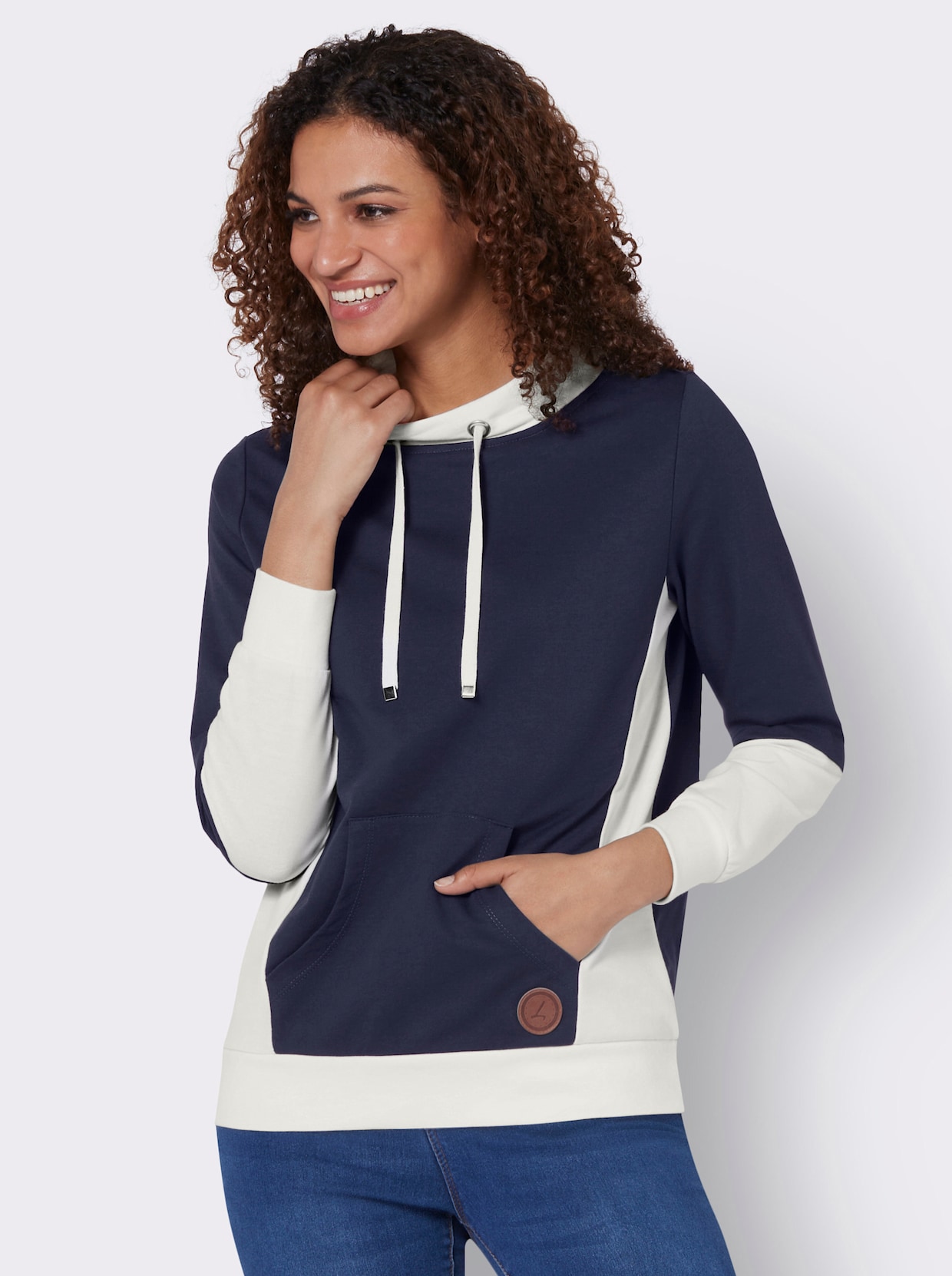 Shirt met lange mouwen - marine/champagne