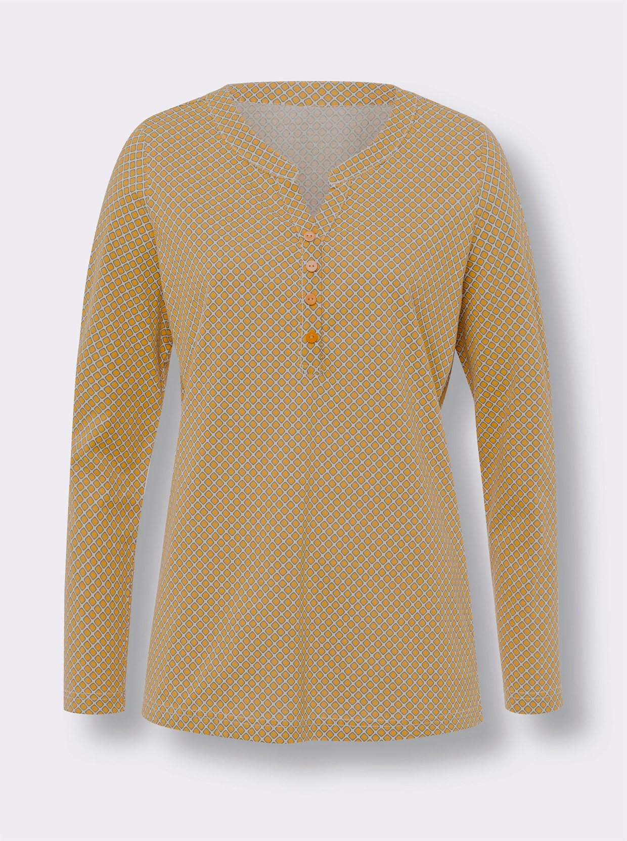Shirt met lange mouwen - grijs/oker bedrukt
