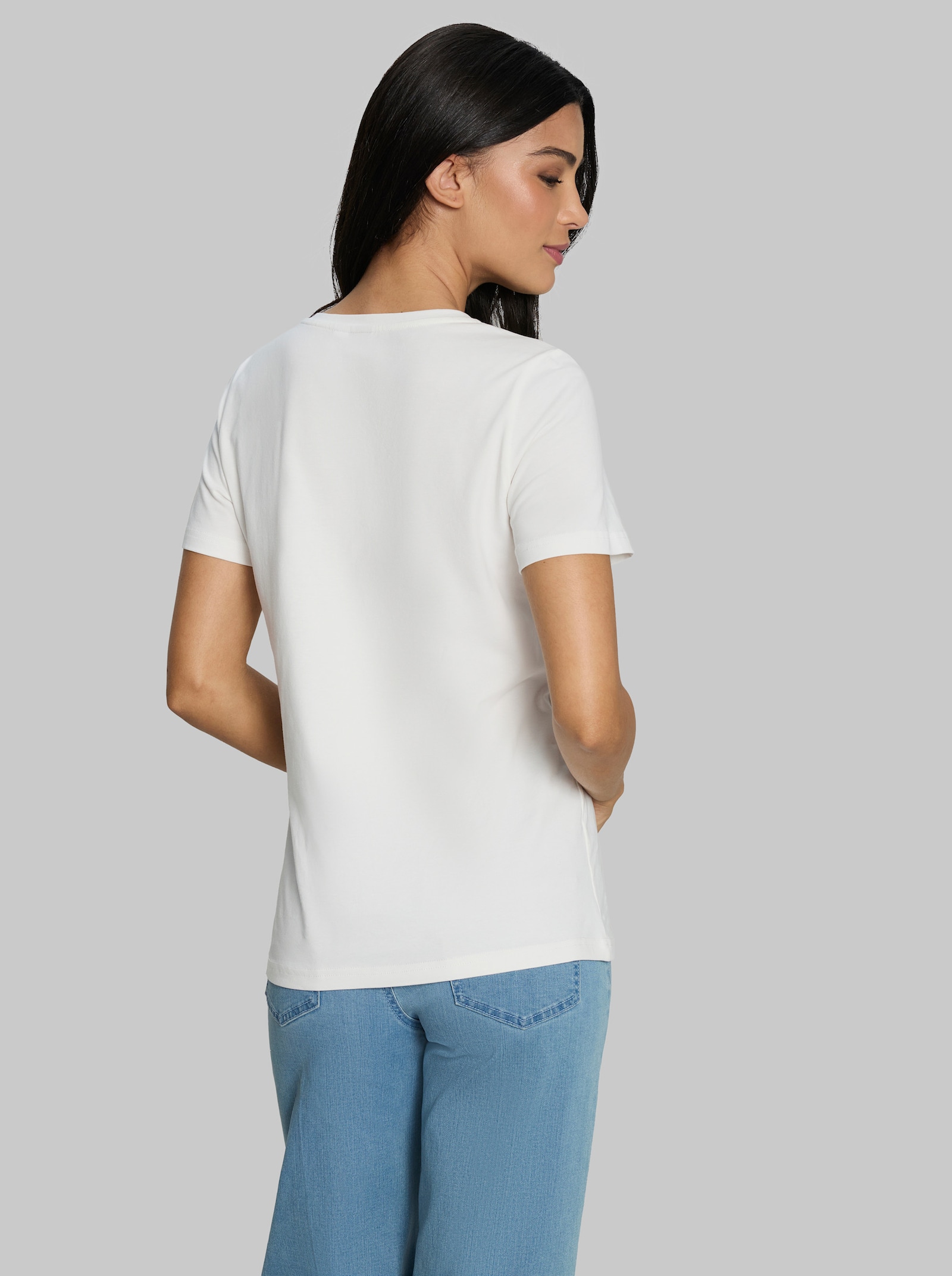 heine T-Shirt mit Print und Ziernieten - ecru