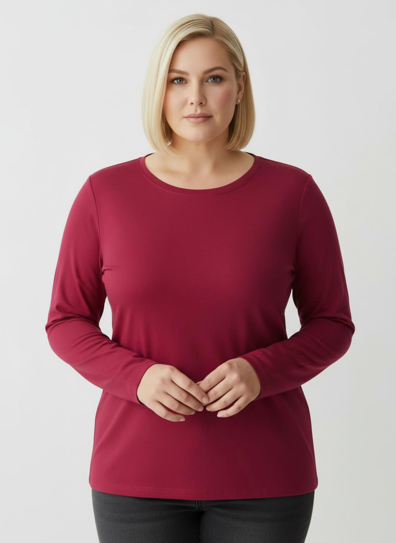 Rundhalsshirt mit zertifizierter Baumwolle - rot