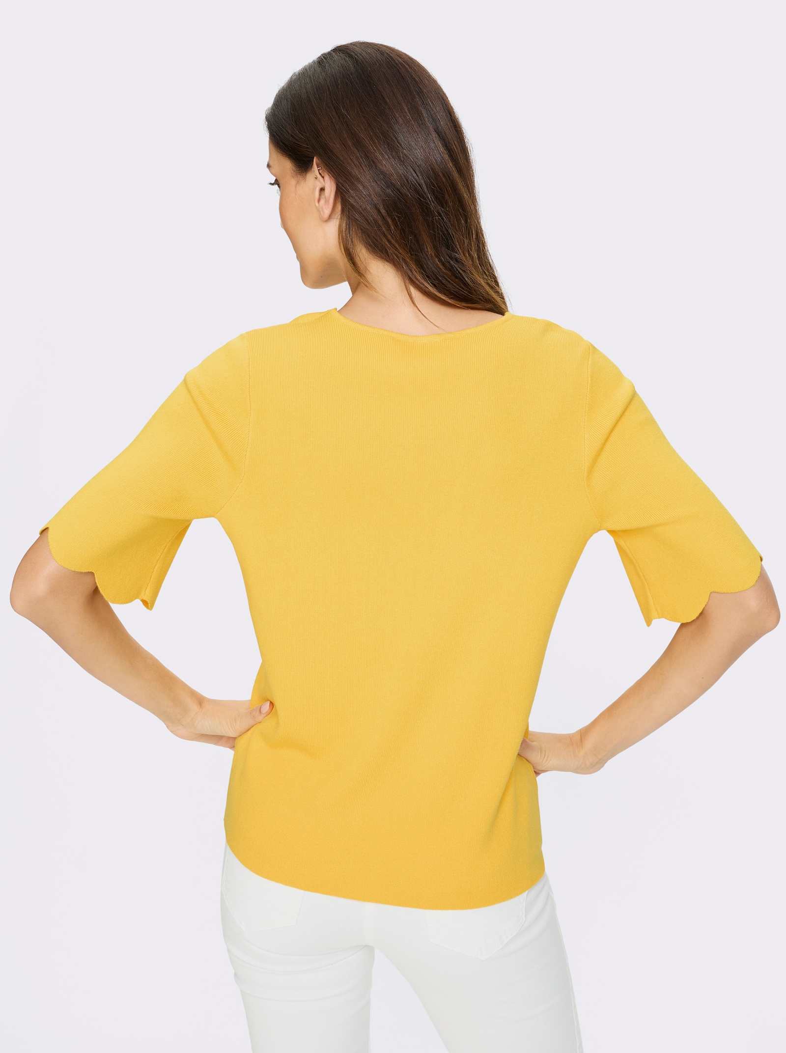 heine Feinstrickpullover mit Carré-Ausschnitt - sonnengelb