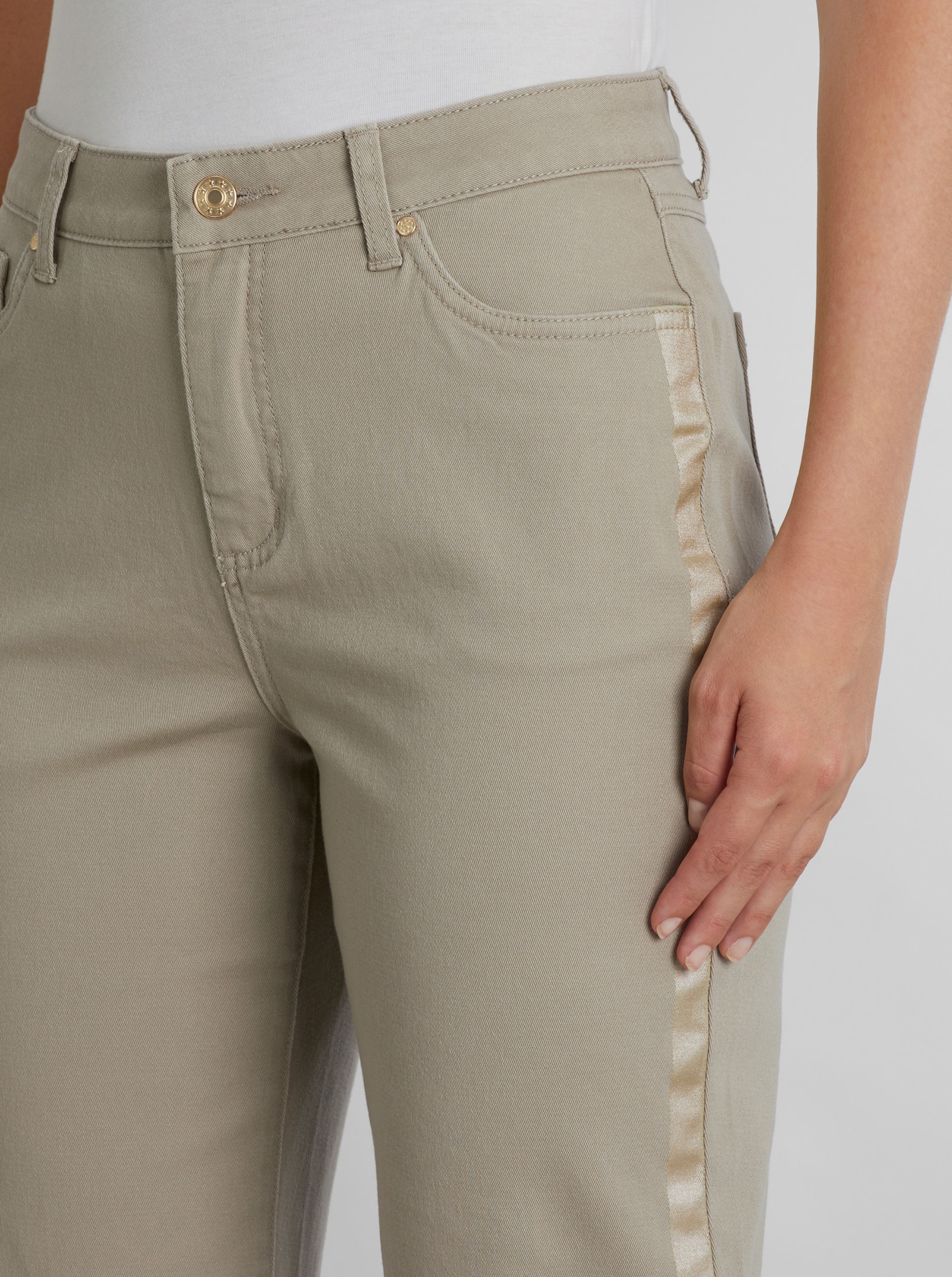 heine 5-Pocket-Jeans mit Folienstreifen - schlamm